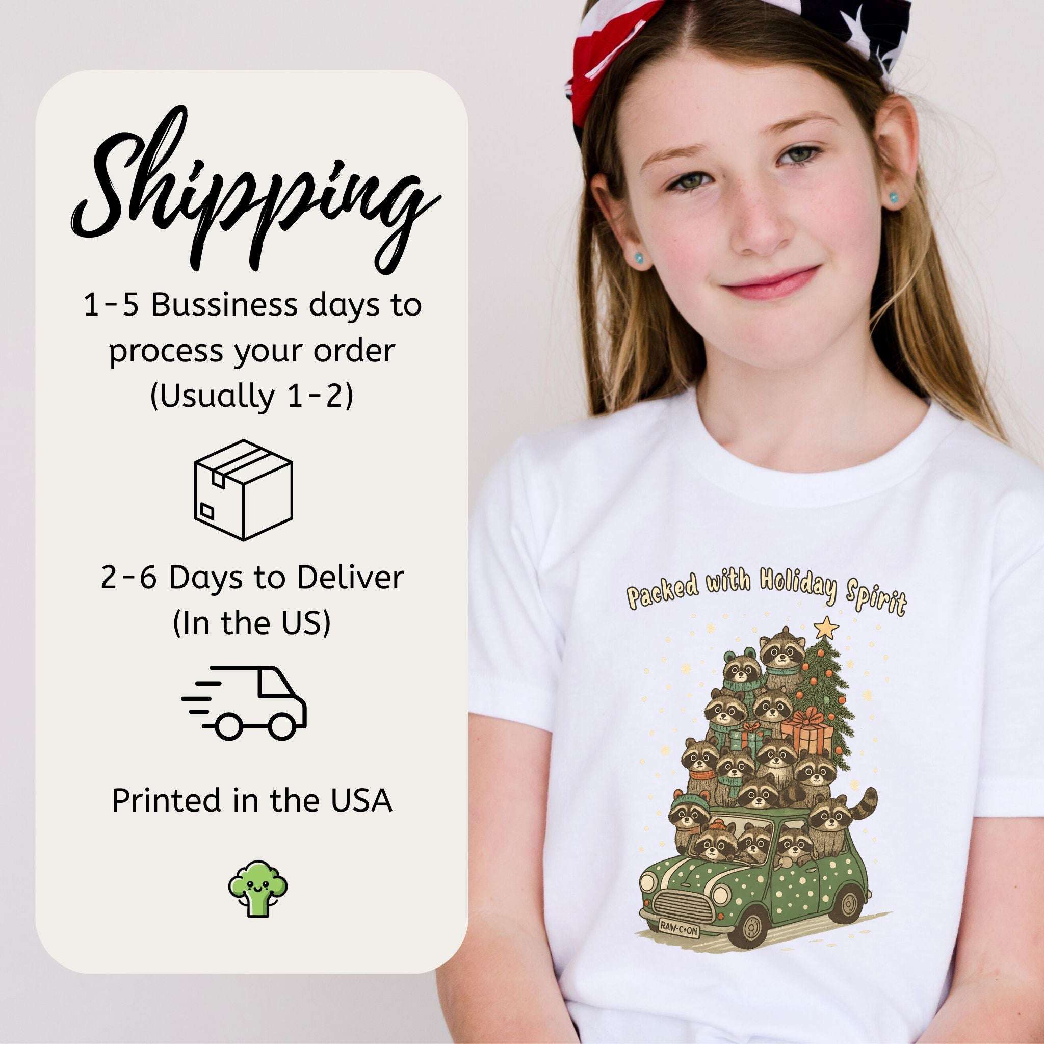 Holiday Raccoon Chaos Kids T-Shirt – Funny Christmas Car Tee - Youth Tee