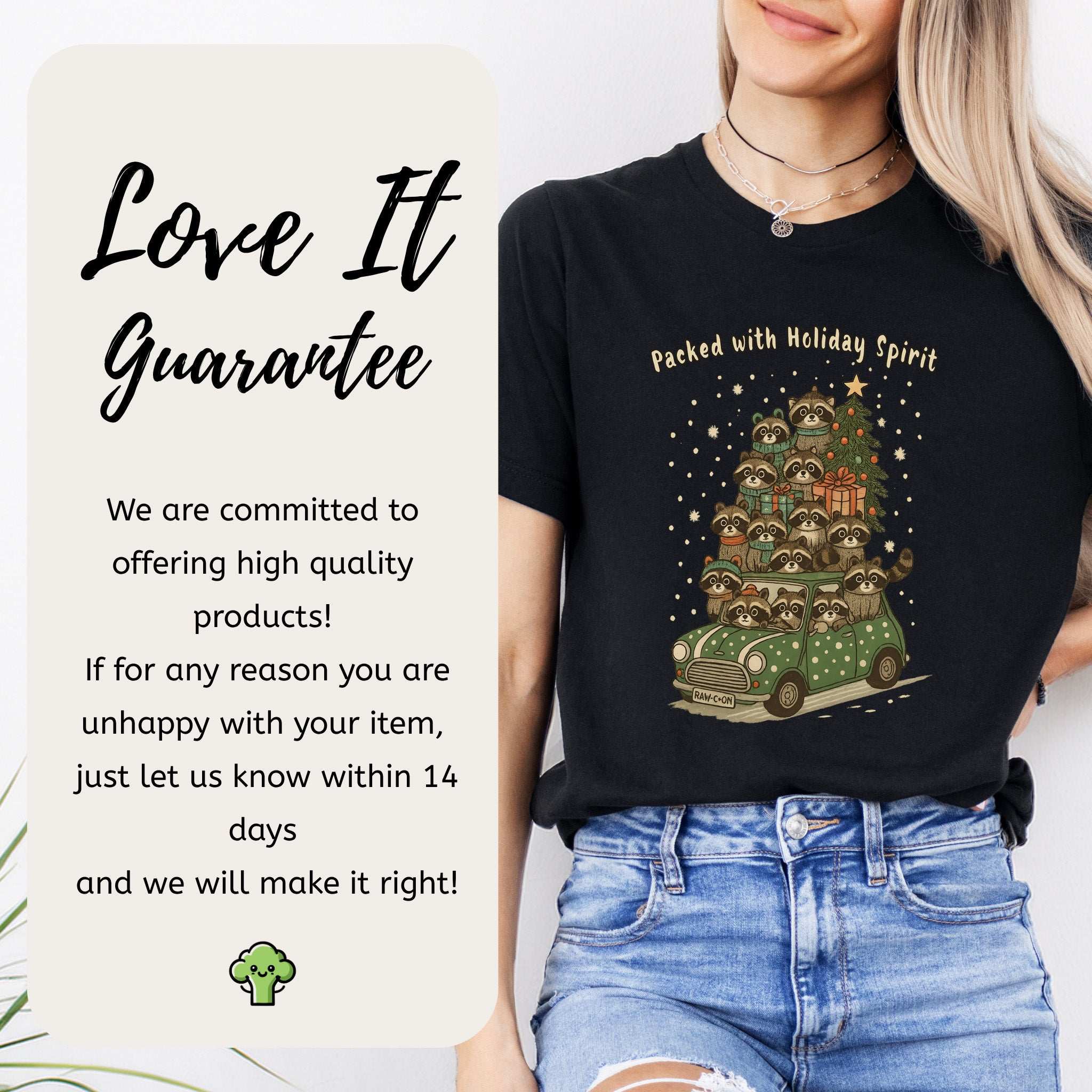 Packed with Holiday Spirit Raccoon T-Shirt – Funny Christmas Car Chaos Tee