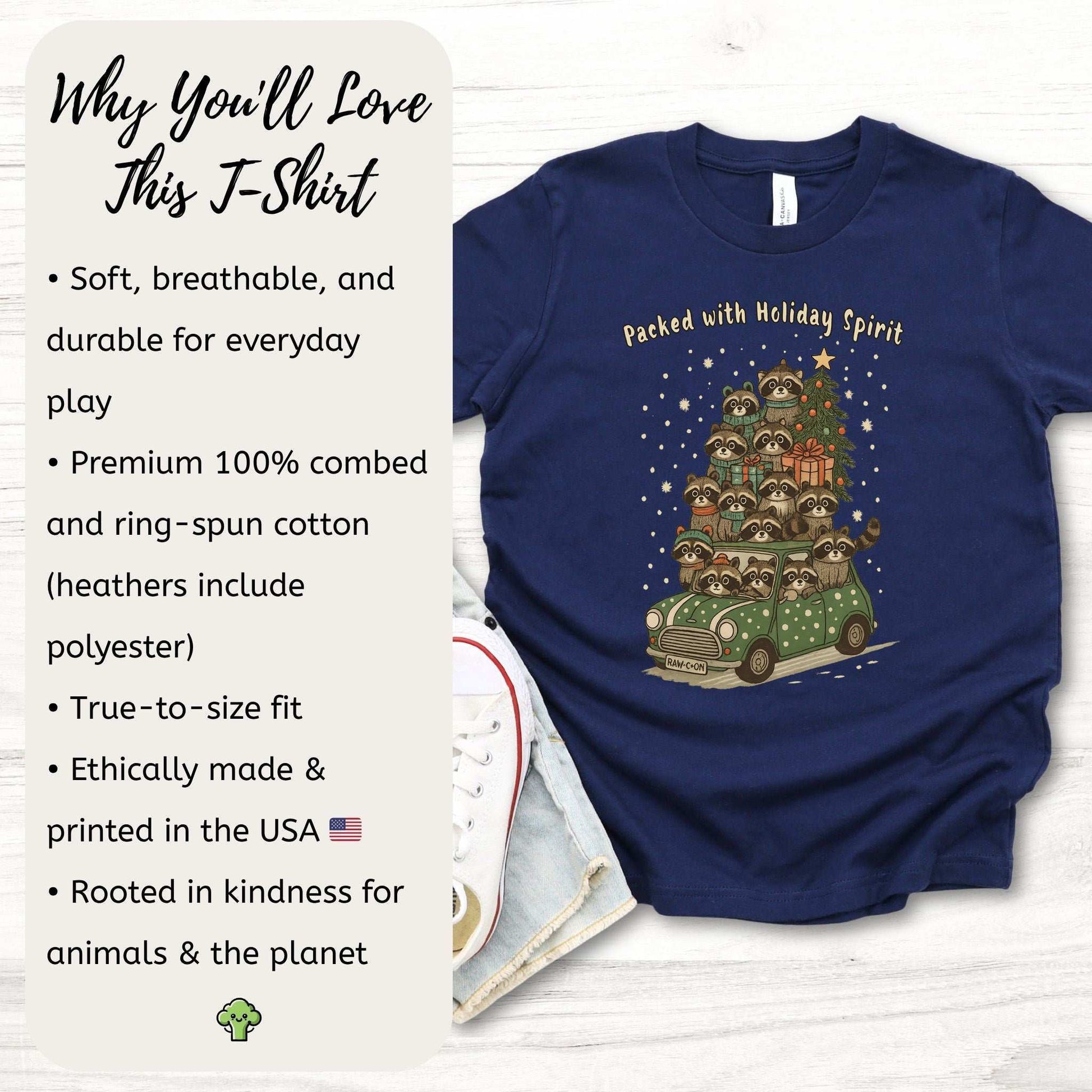 Holiday Raccoon Chaos Kids T-Shirt – Funny Christmas Car Tee - Youth Tee