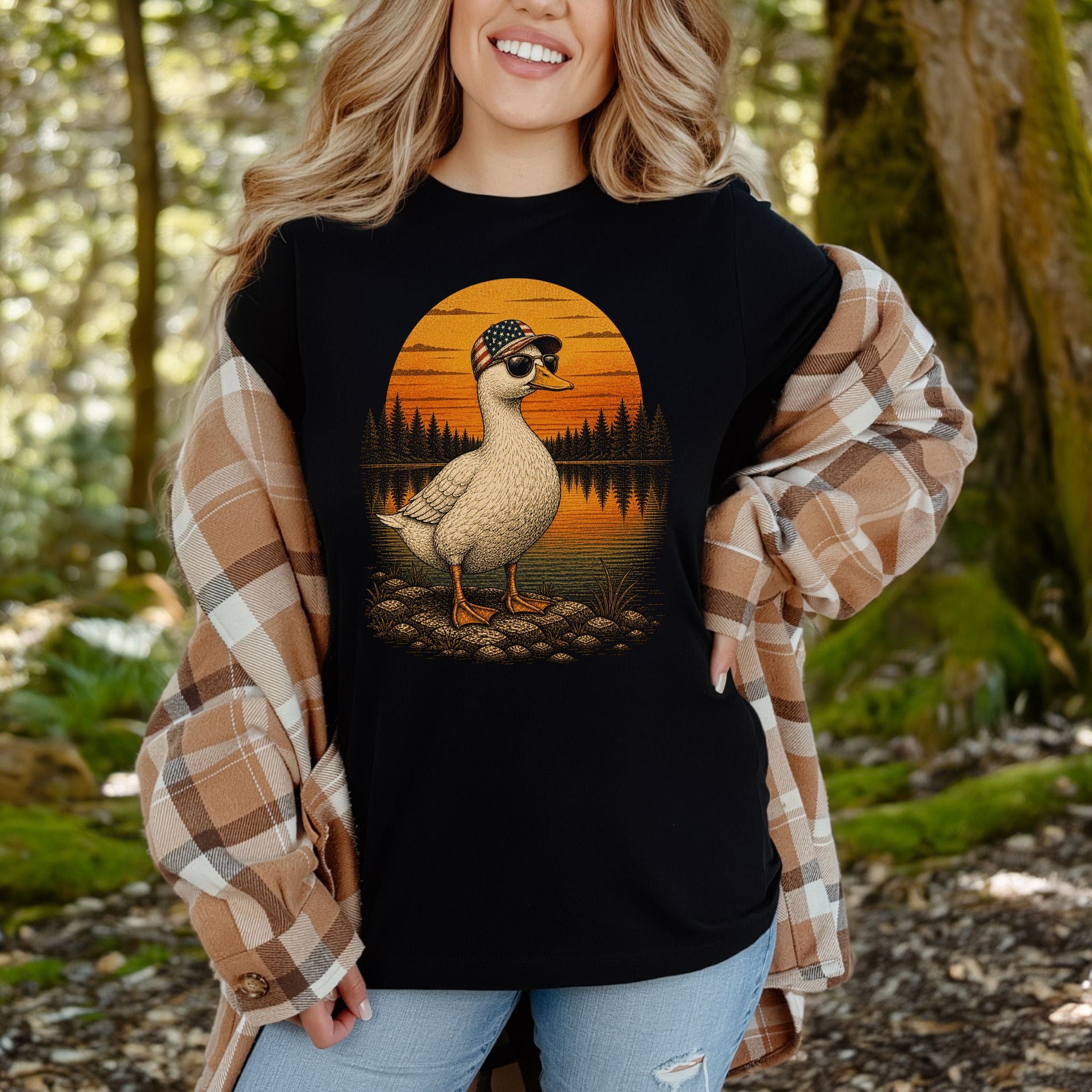 Duck of Freedom Patriotic Duck 4th of July Americana Nature T-Shirt