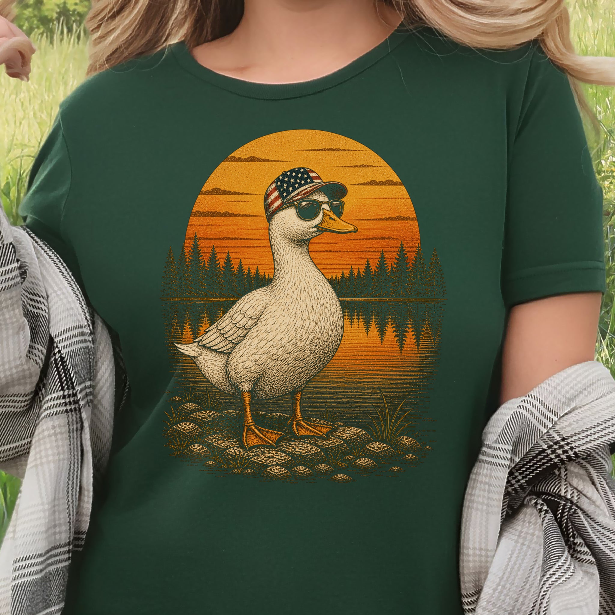 Duck of Freedom Patriotic Duck 4th of July Americana Nature T-Shirt