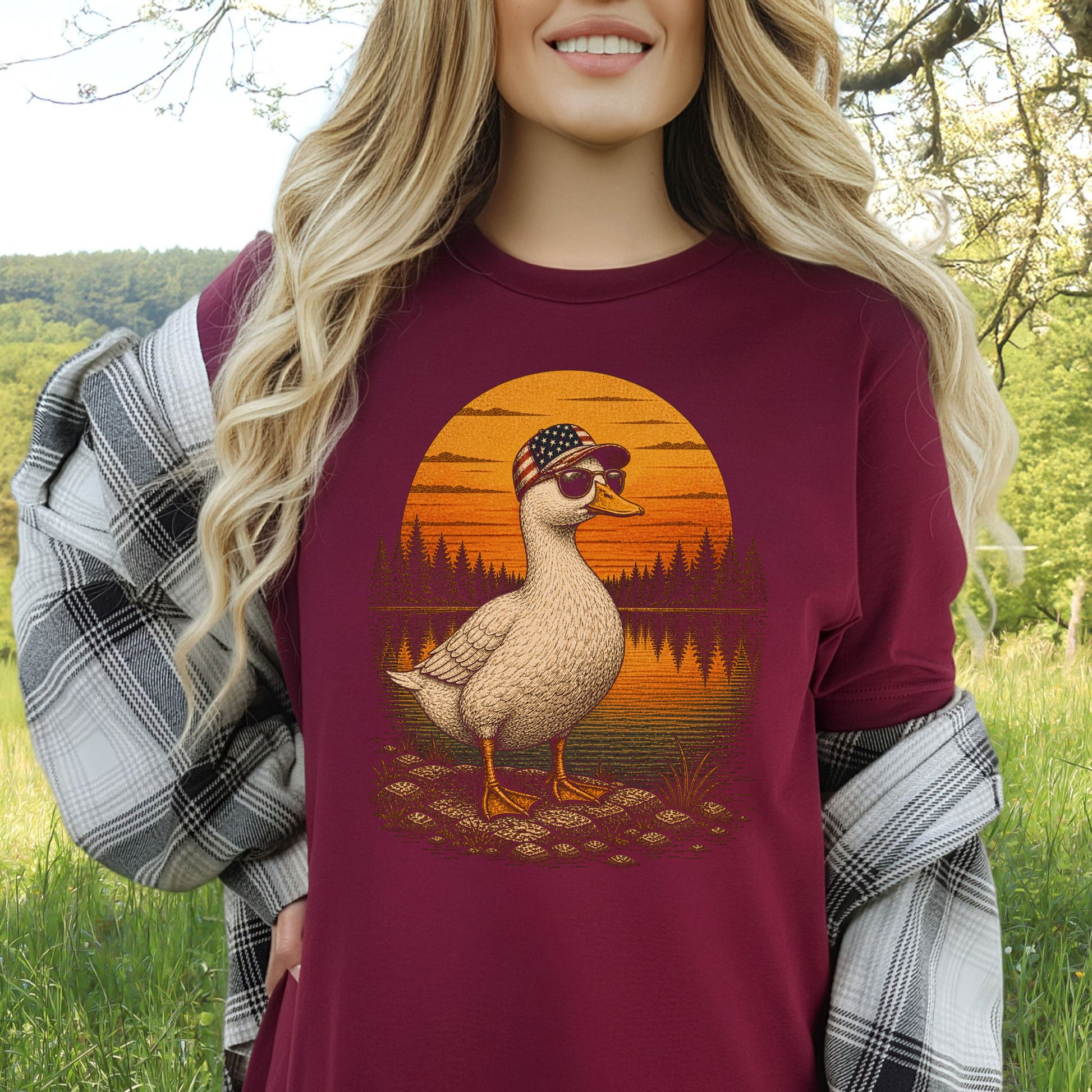 Duck of Freedom Patriotic Duck 4th of July Americana Nature T-Shirt