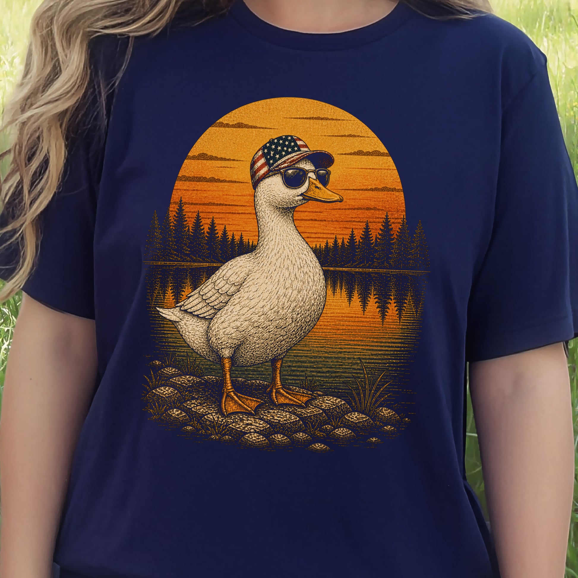 Duck of Freedom Patriotic Duck 4th of July Americana Nature T-Shirt