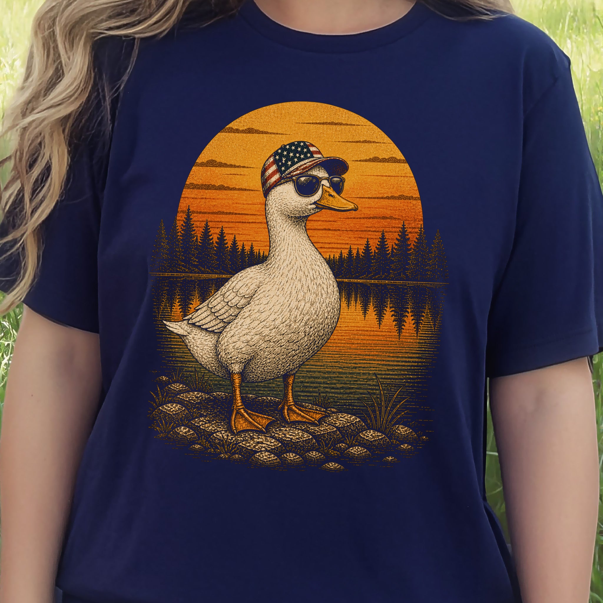 Duck of Freedom Patriotic Duck 4th of July Americana Nature T-Shirt