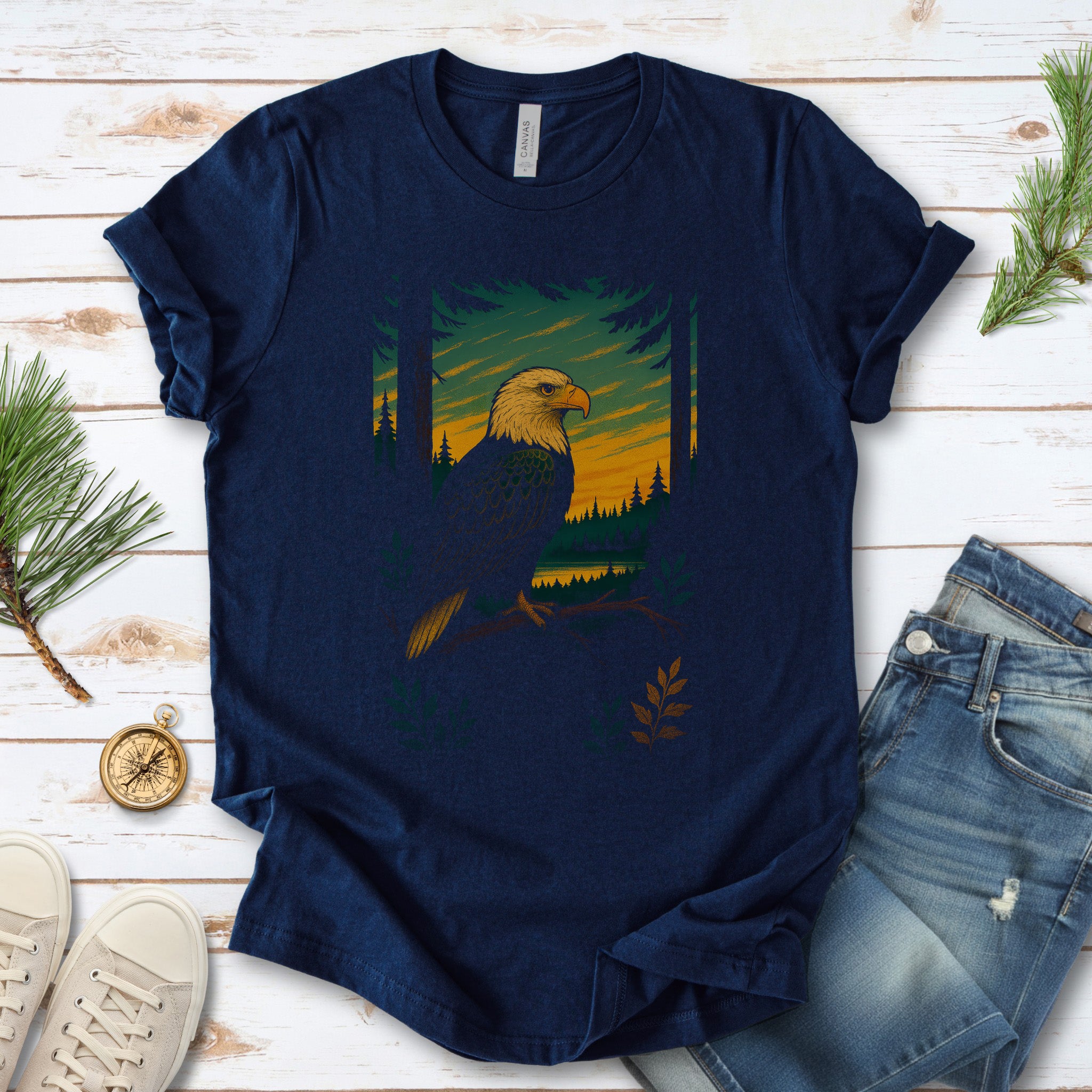 Eagle Spirit Animal T-Shirt – Sunset Forest Majesty