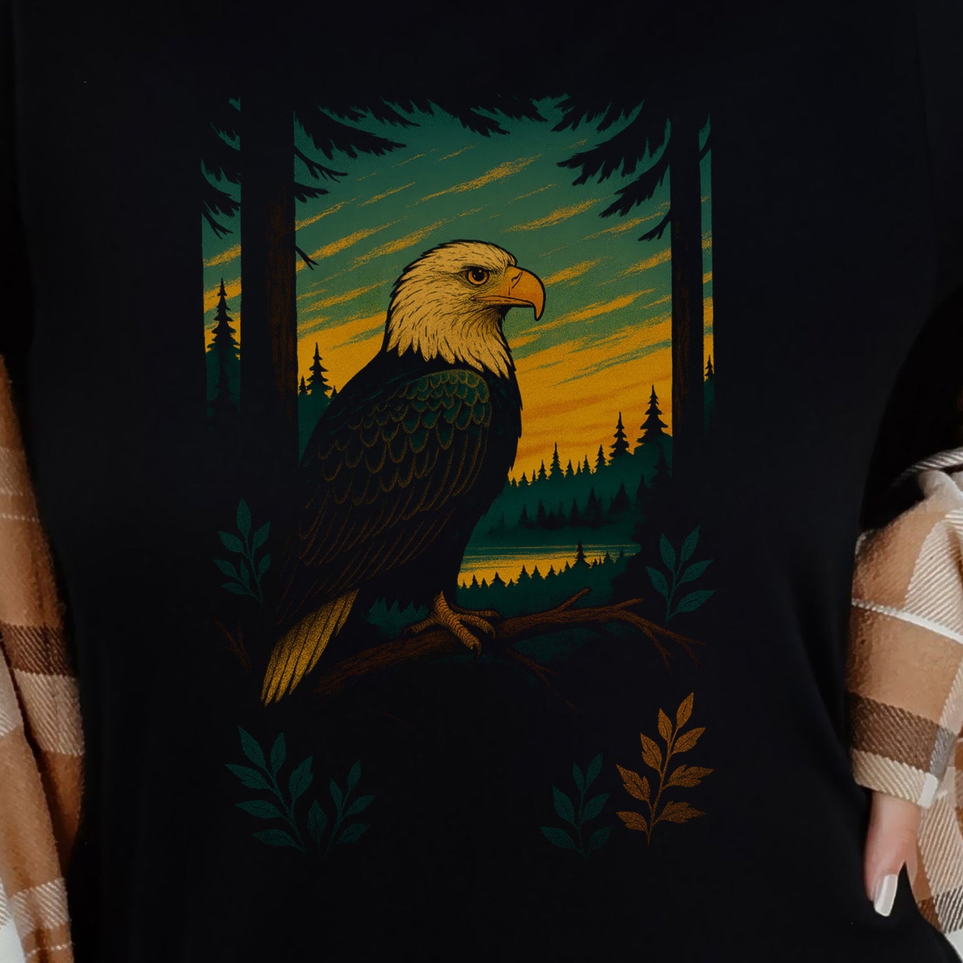 Eagle Spirit Animal T-Shirt – Sunset Forest Majesty
