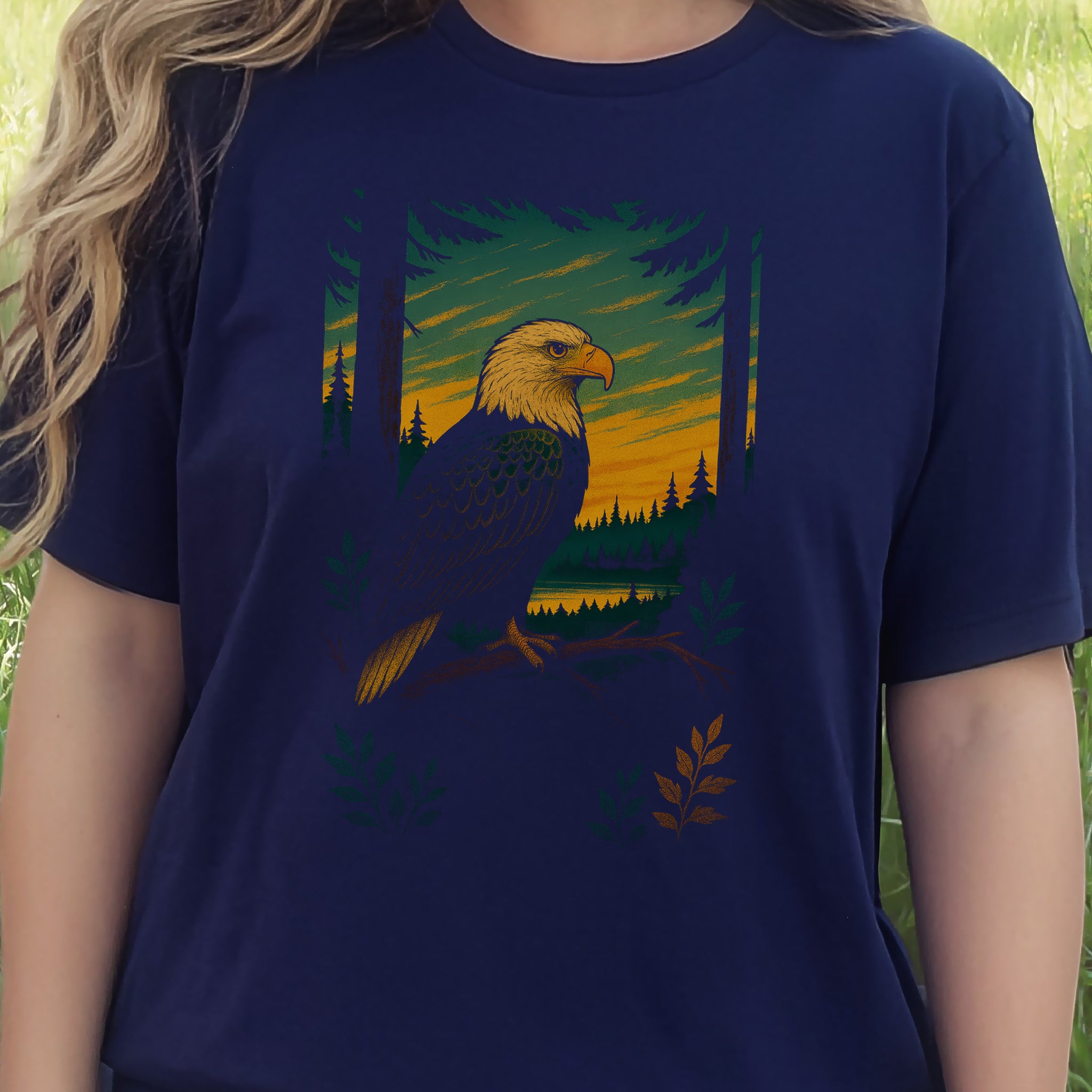Eagle Spirit Animal T-Shirt – Sunset Forest Majesty