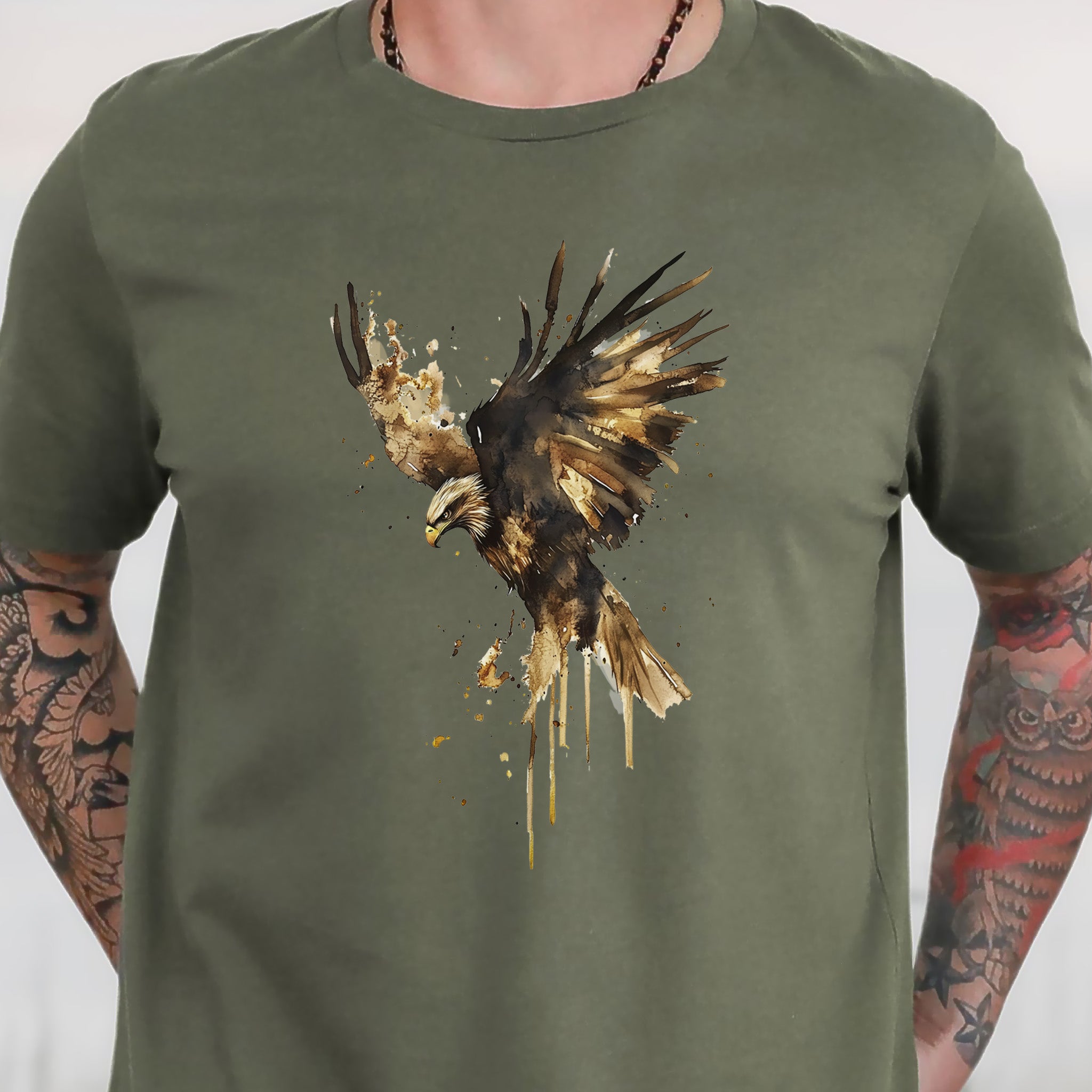 Watercolor Eagle T-Shirt – Vintage American Wildlife Tee