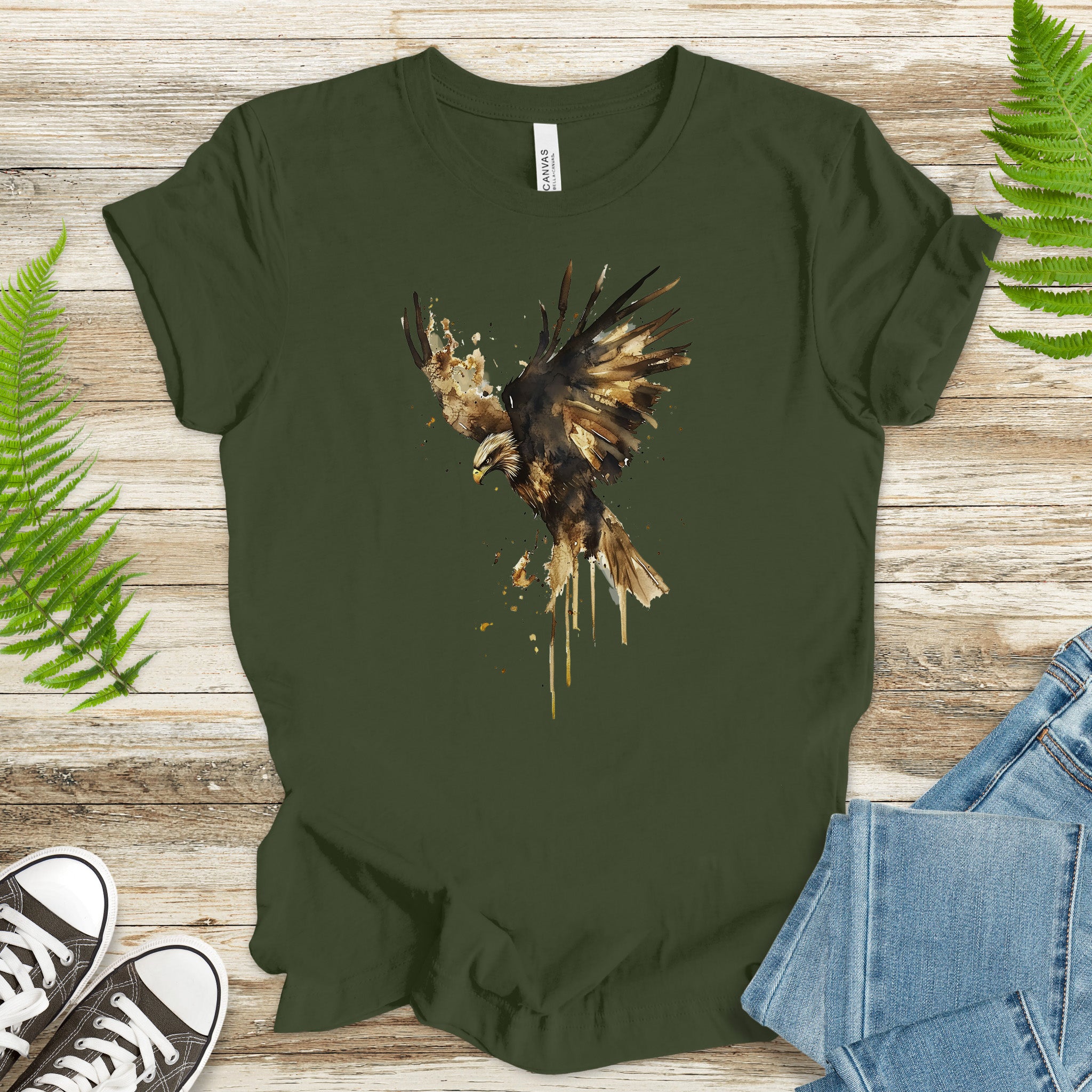Watercolor Eagle T-Shirt – Vintage American Wildlife Tee