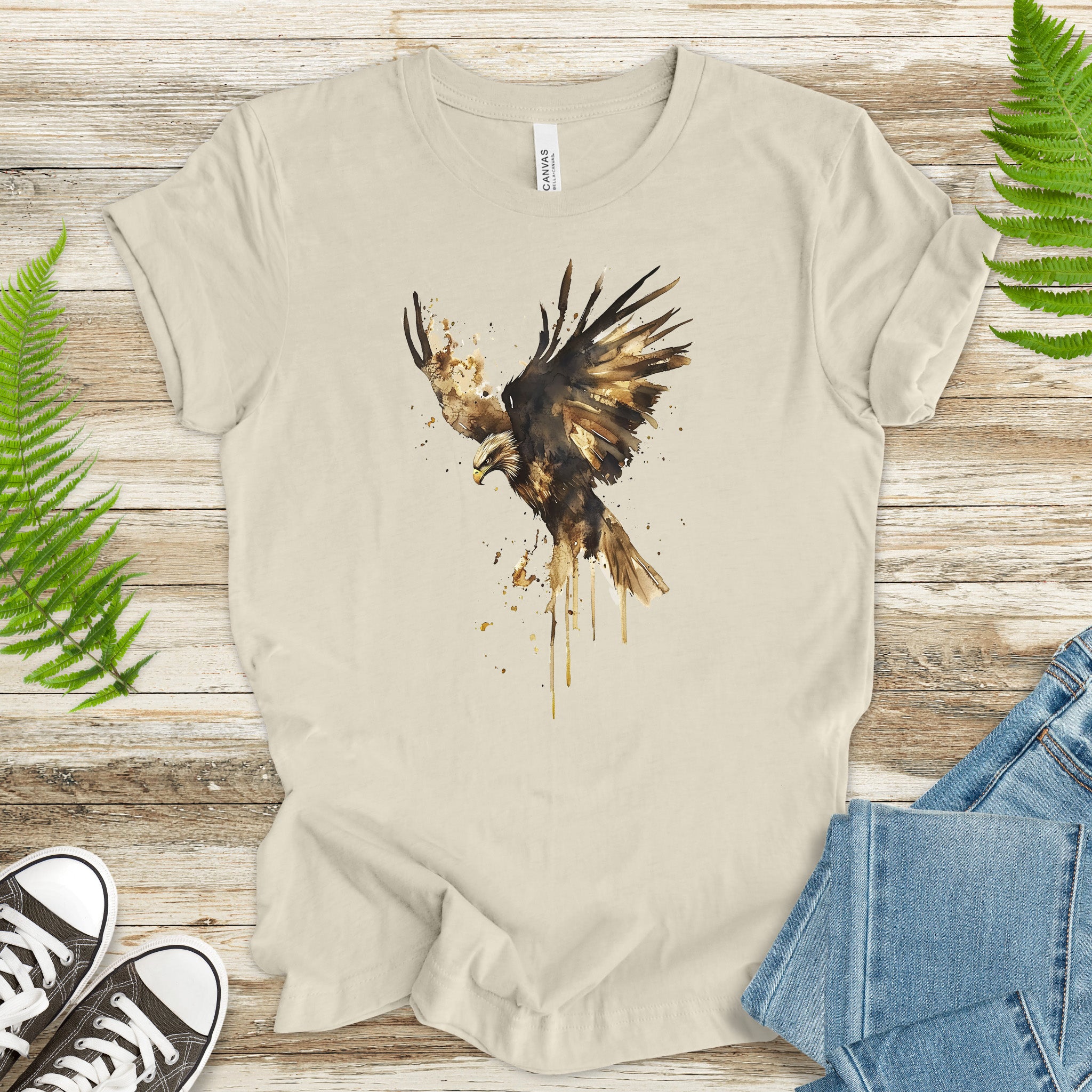 Watercolor Eagle T-Shirt – Vintage American Wildlife Tee