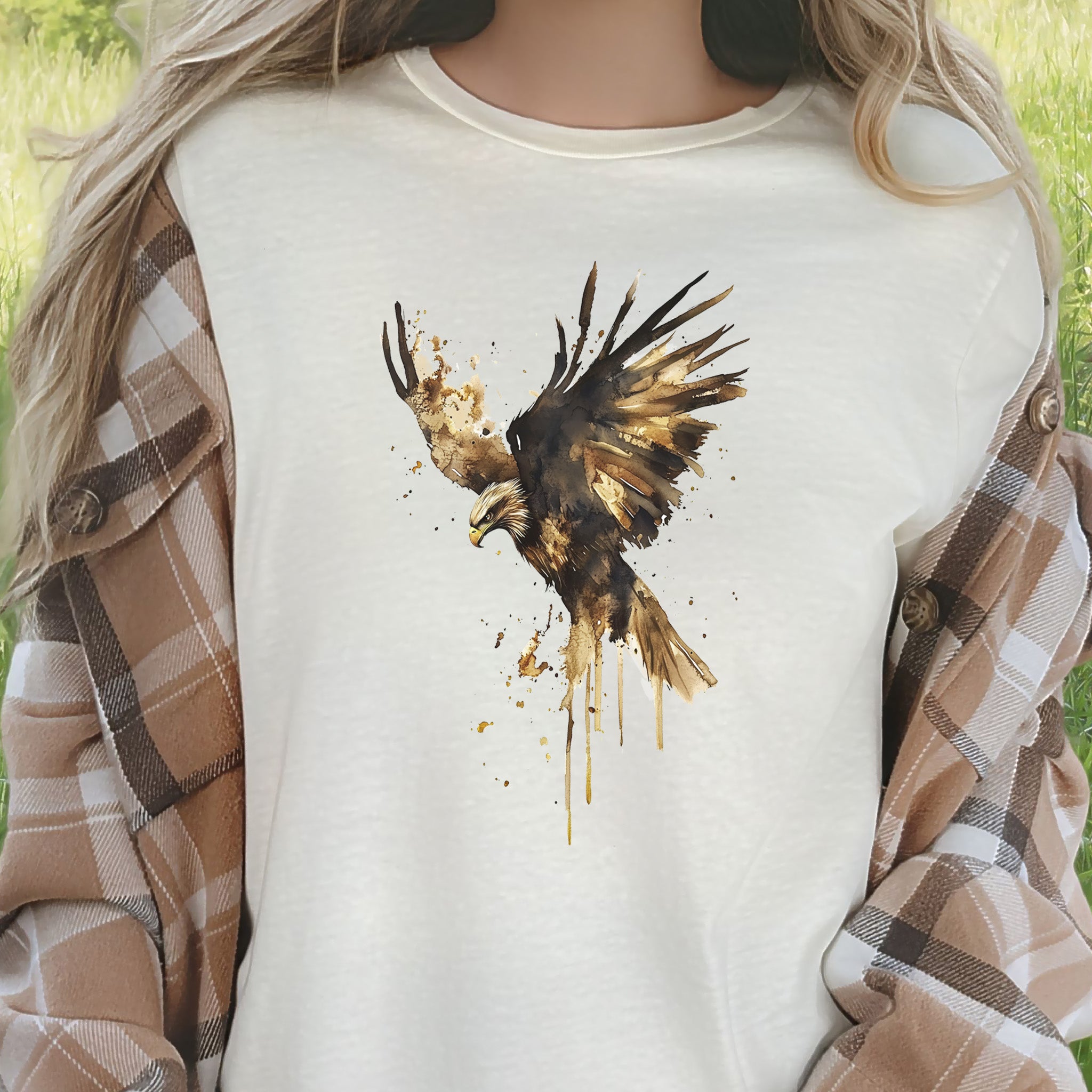 Watercolor Eagle T-Shirt – Vintage American Wildlife Tee