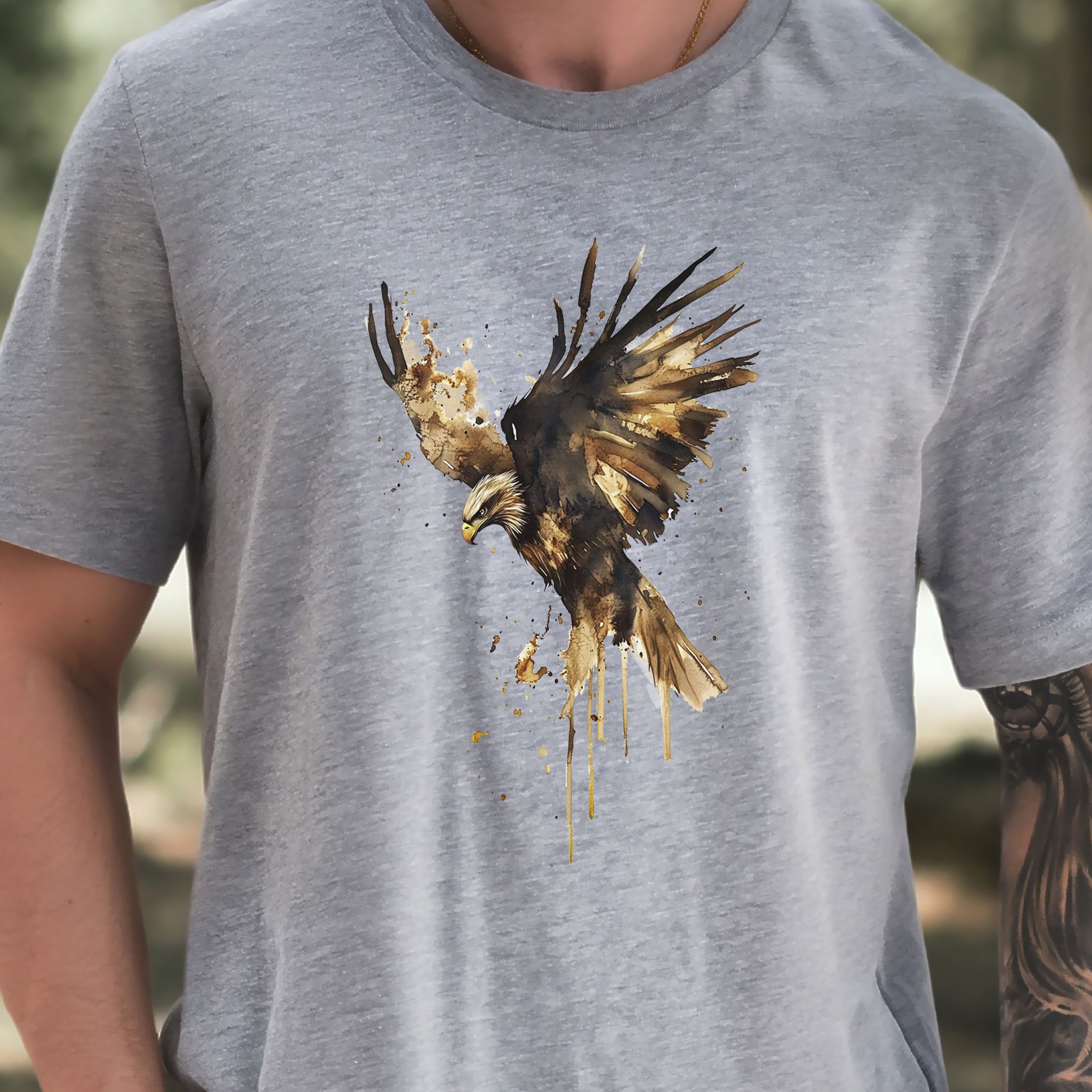 Watercolor Eagle T-Shirt – Vintage American Wildlife Tee