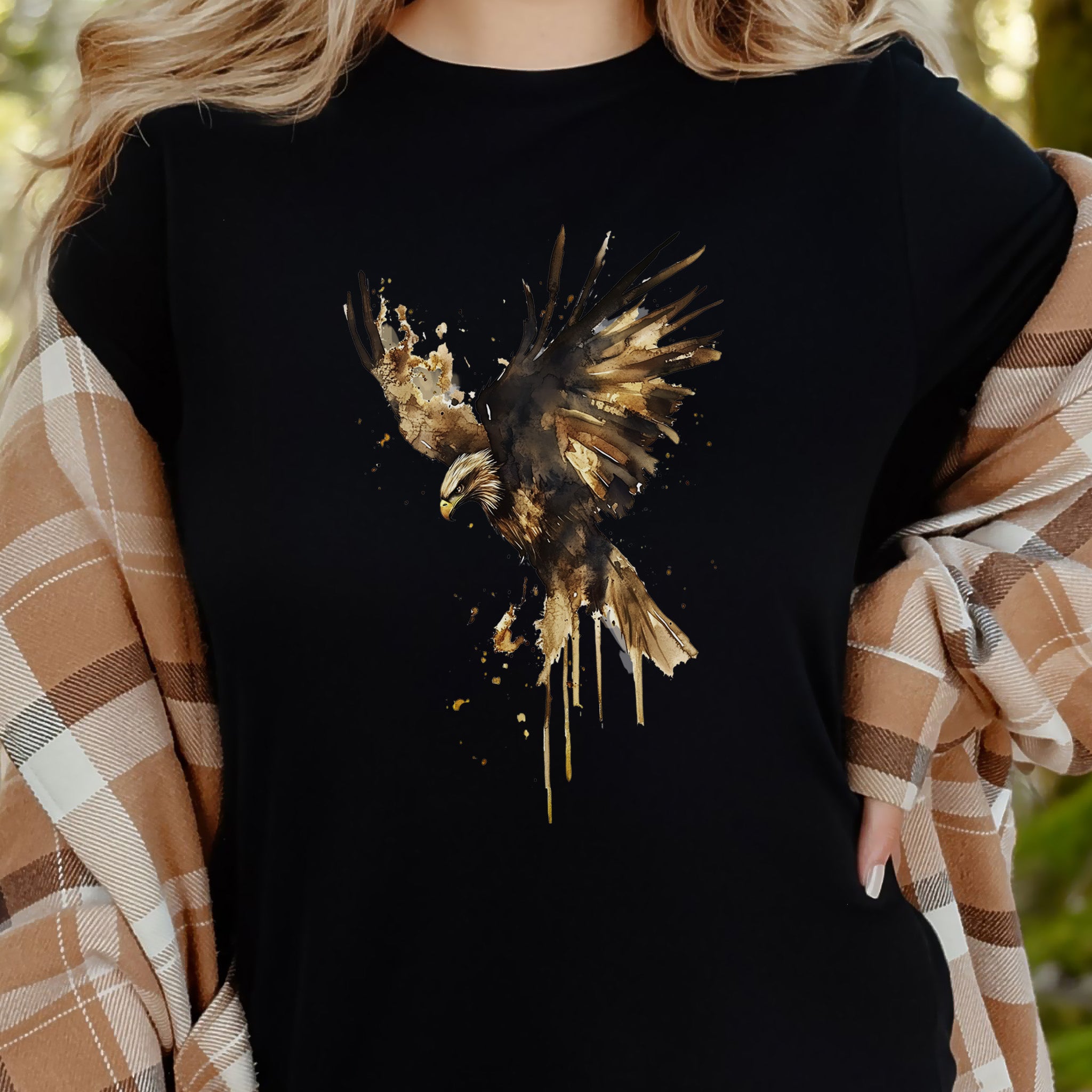 Watercolor Eagle T-Shirt – Vintage American Wildlife Tee