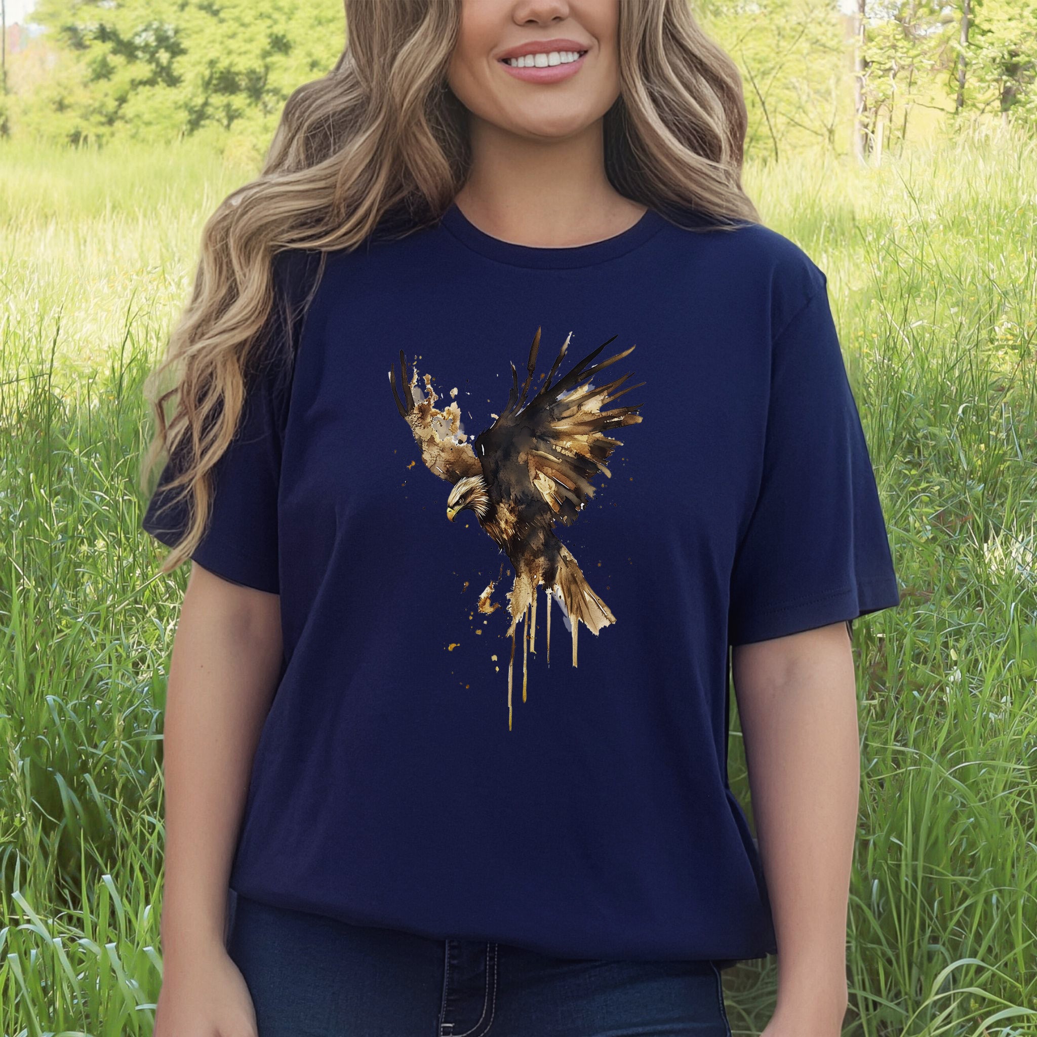 Watercolor Eagle T-Shirt – Vintage American Wildlife Tee