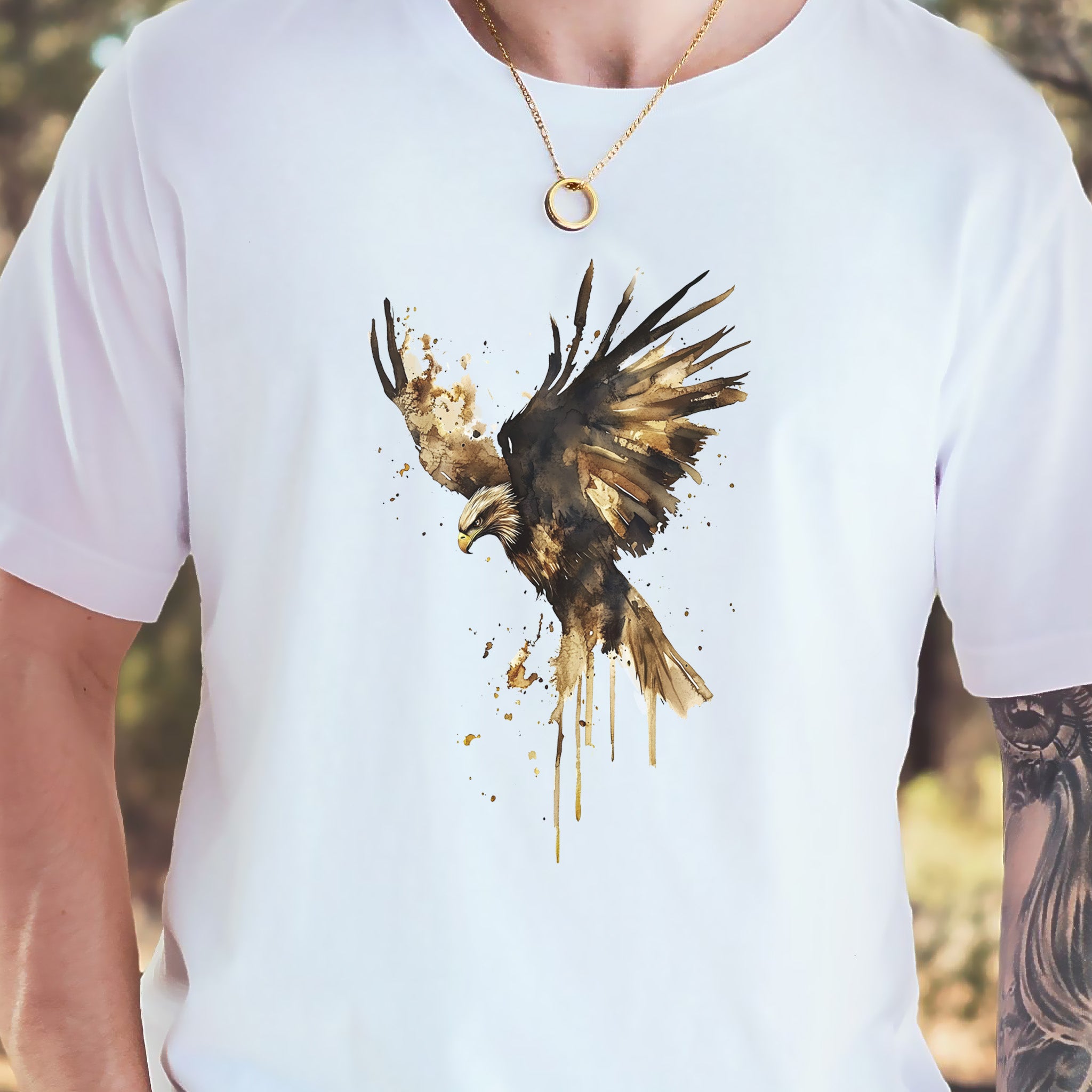 Watercolor Eagle T-Shirt – Vintage American Wildlife Tee