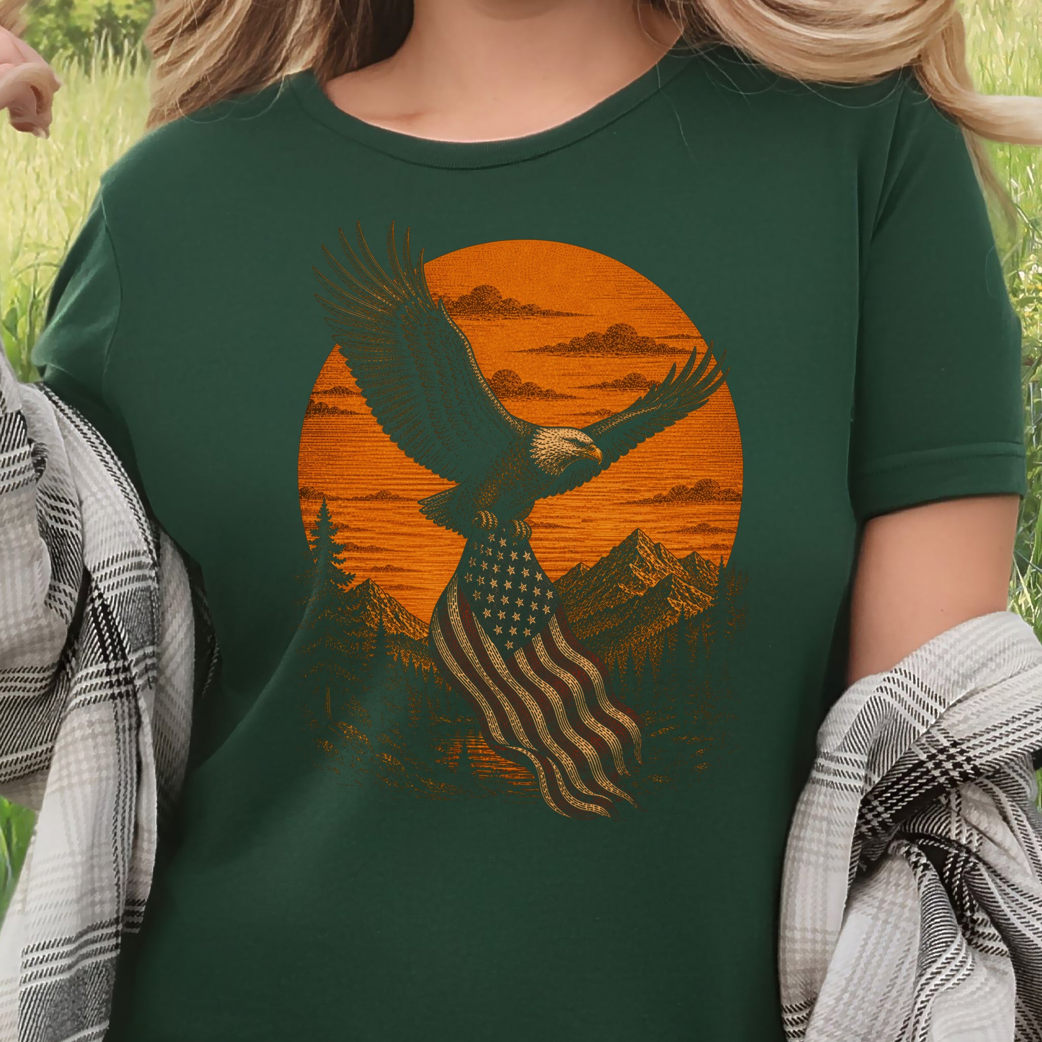 Eagle of Freedom Patriotic Bald Eagle Mountain Americana T-Shirt