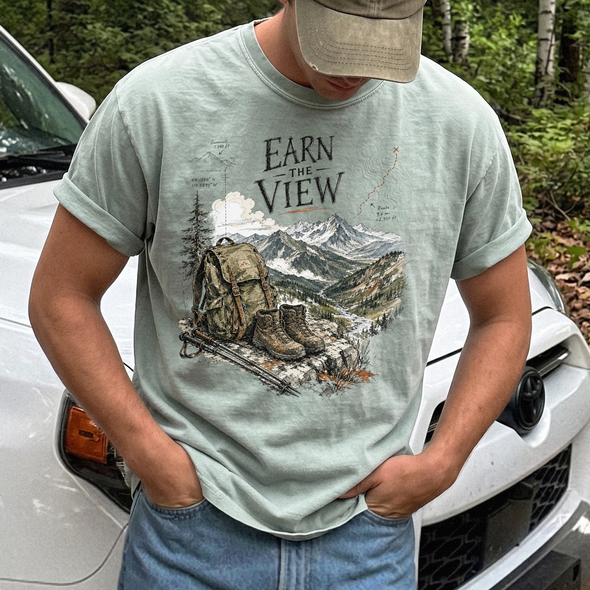 Earn the View Comfort Colors Shirt – Hiking Adventure Tee