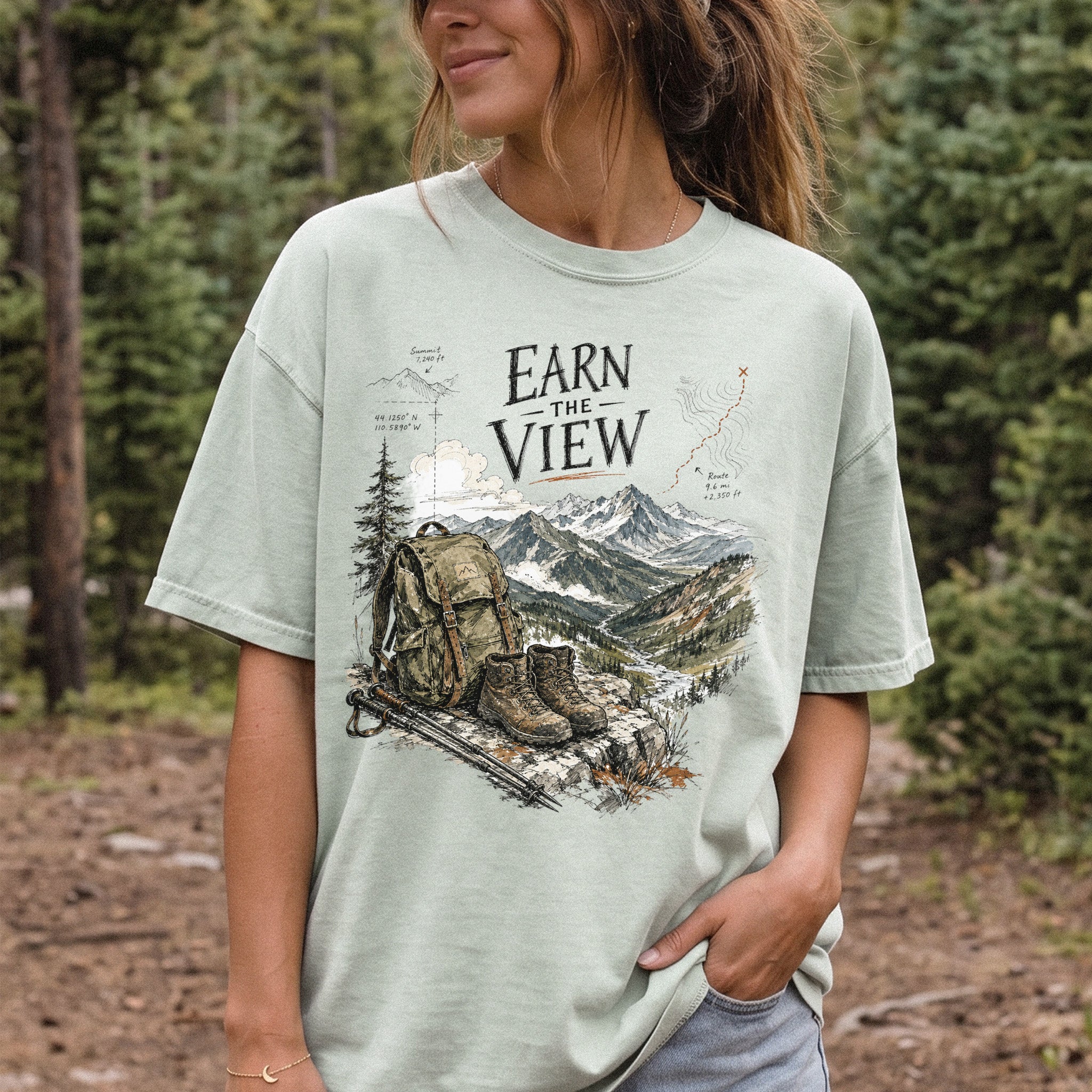 Earn the View Comfort Colors Shirt – Hiking Adventure Tee
