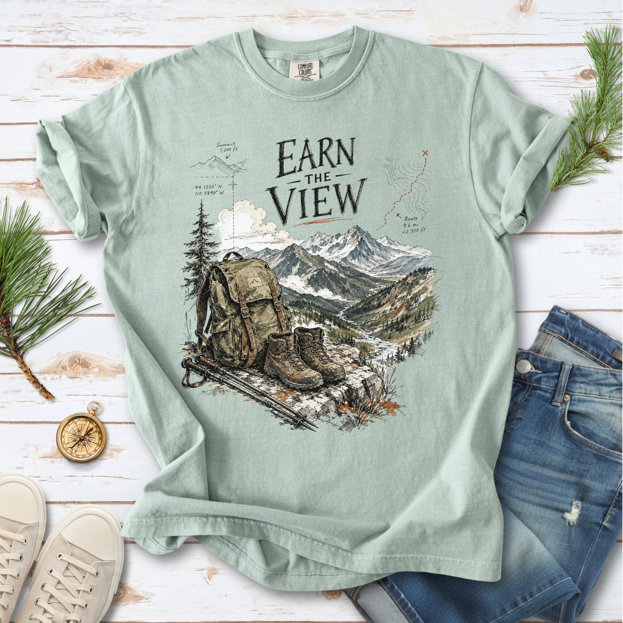 Earn the View Comfort Colors Shirt – Hiking Adventure Tee