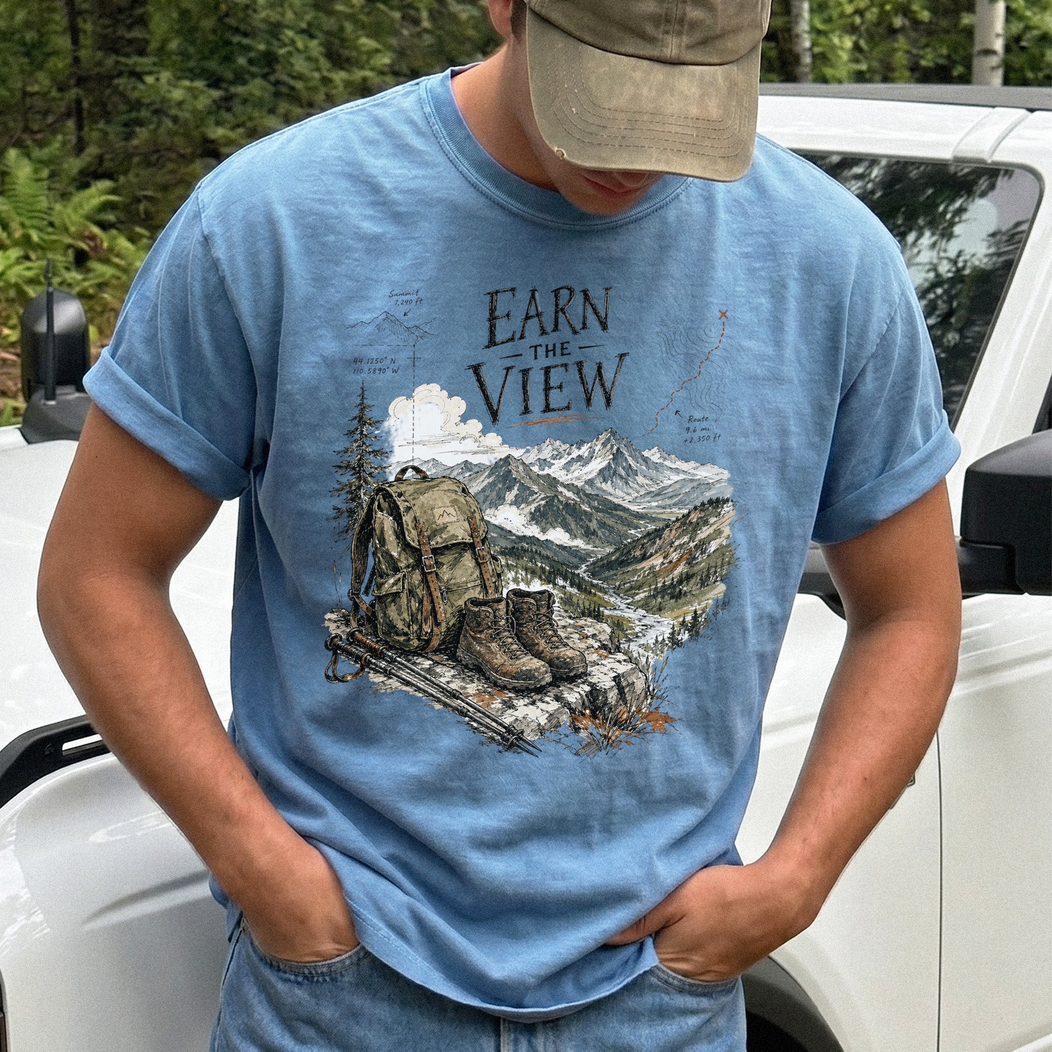 Earn the View Comfort Colors Shirt – Hiking Adventure Tee