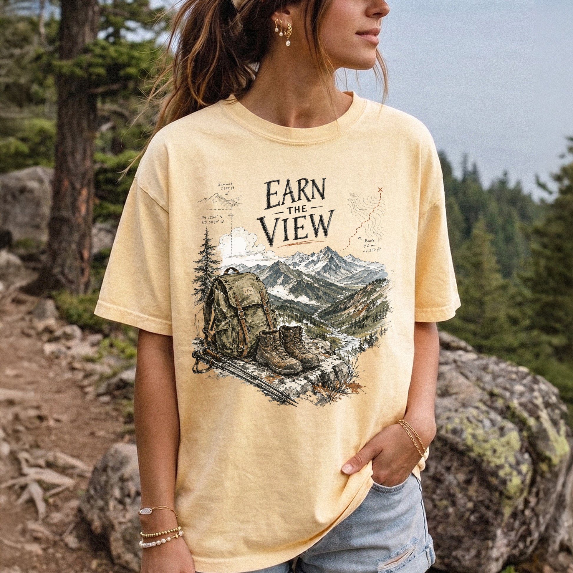 Earn the View Comfort Colors Shirt – Hiking Adventure Tee