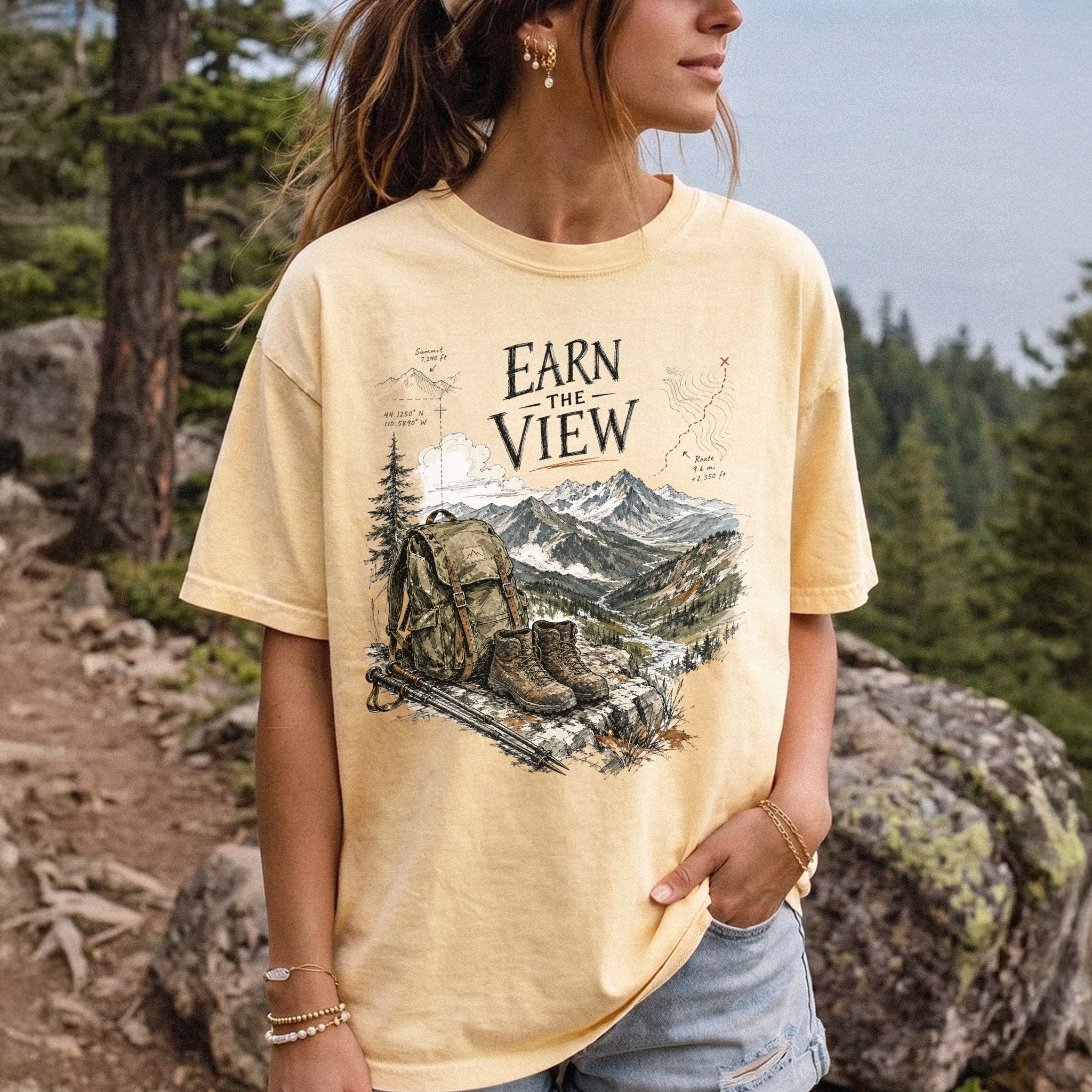 Earn the View Comfort Colors Shirt – Hiking Adventure Tee