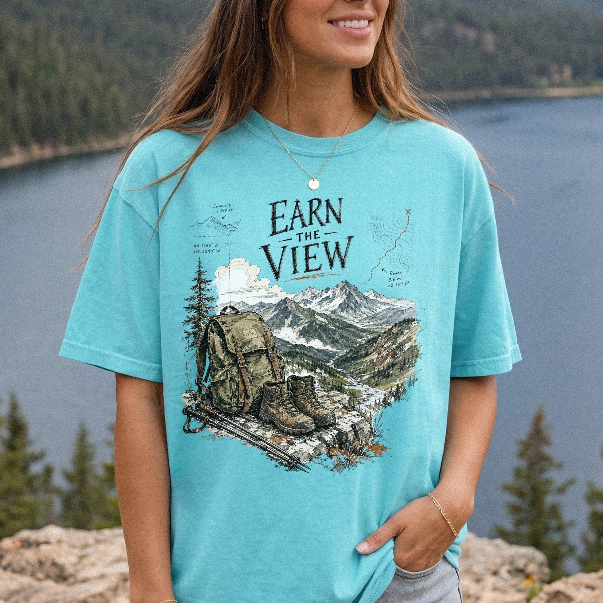 Earn the View Comfort Colors Shirt – Hiking Adventure Tee