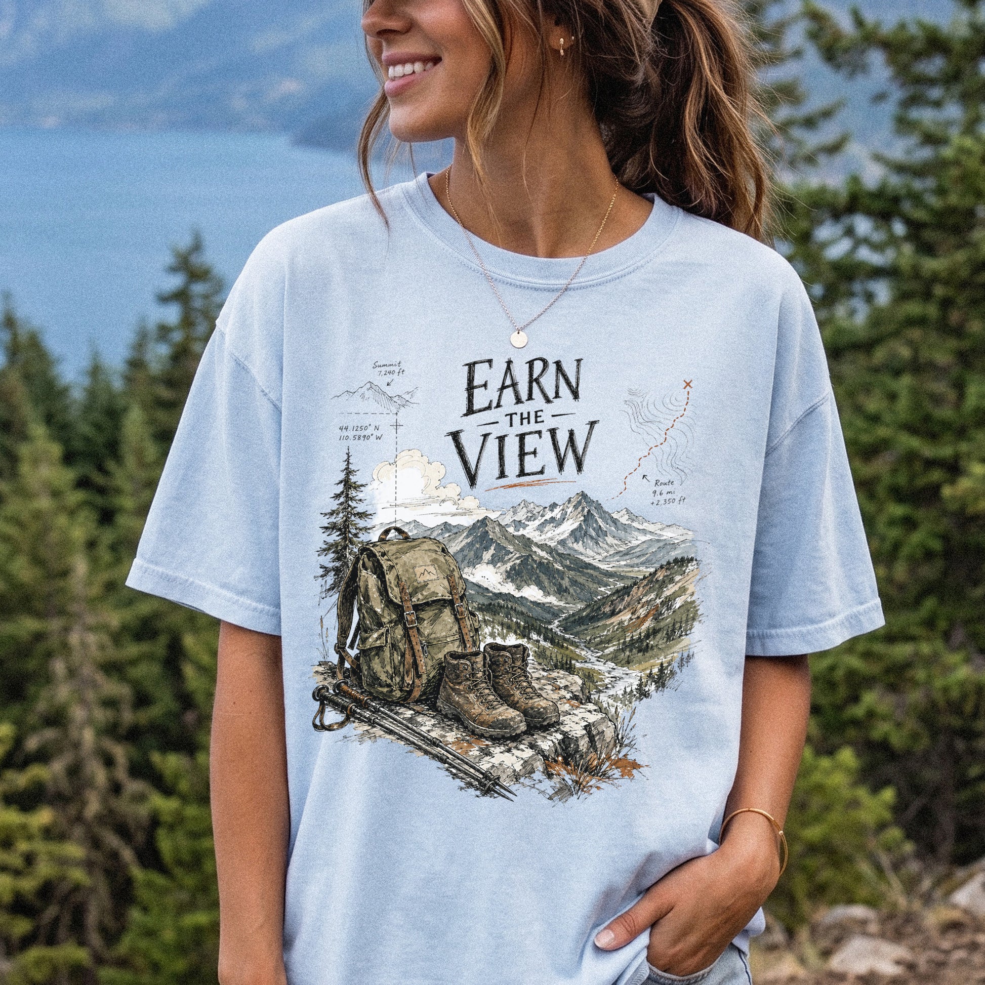 Earn the View Comfort Colors Shirt – Hiking Adventure Tee