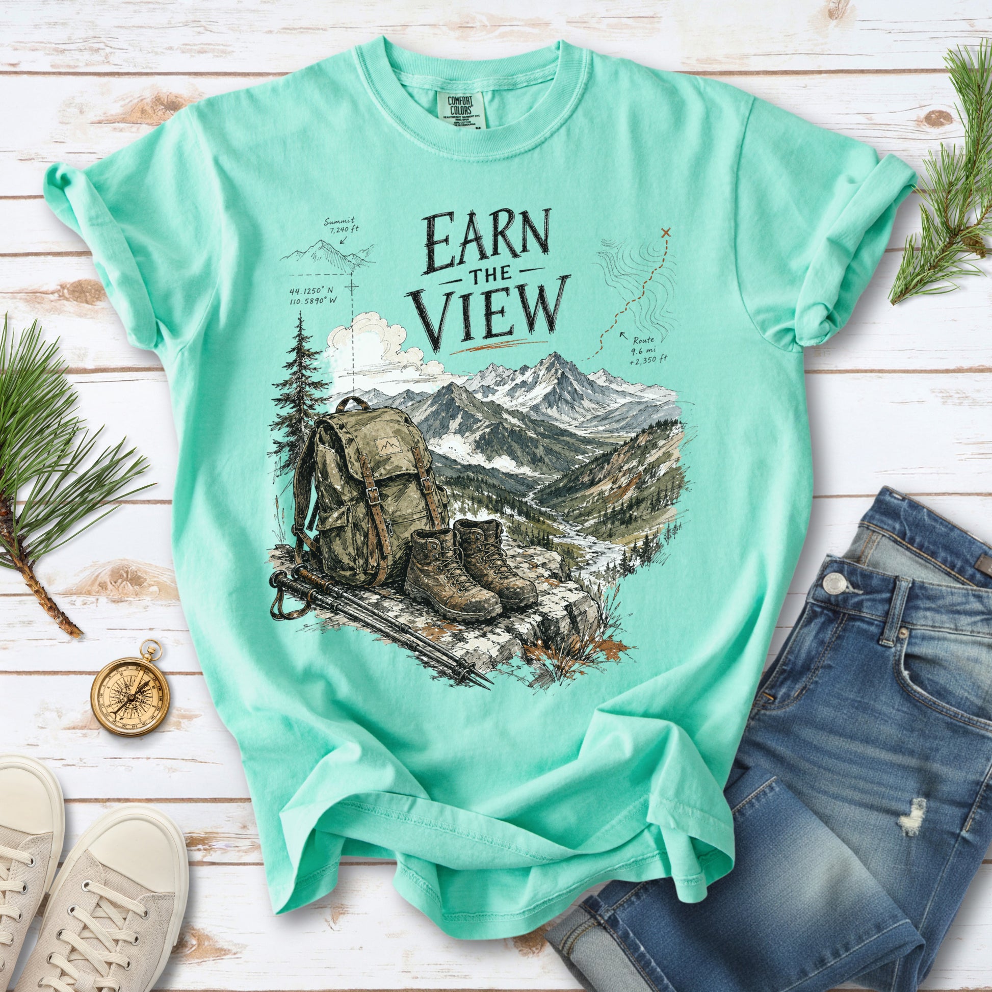 Earn the View Comfort Colors Shirt – Hiking Adventure Tee