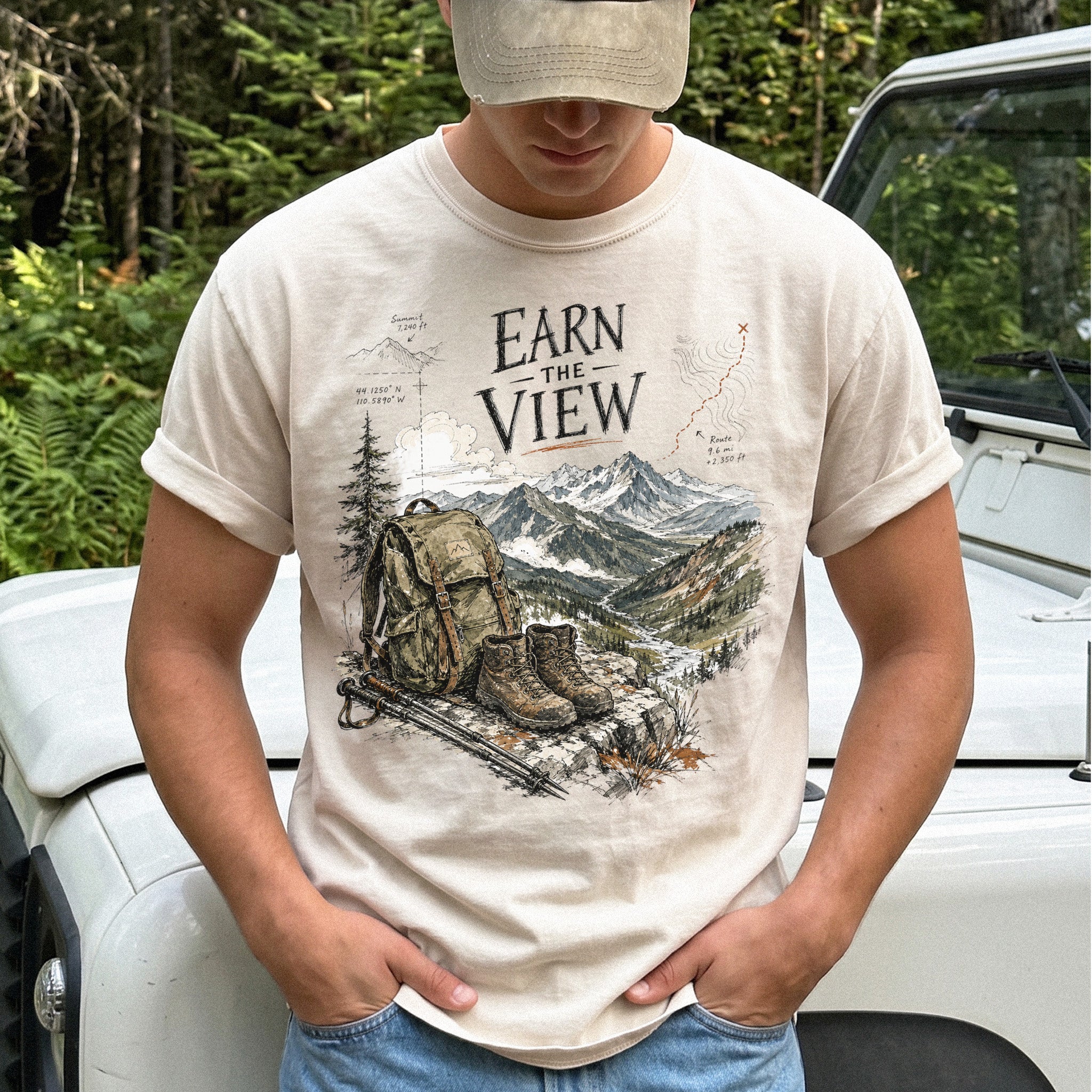 Earn the View Comfort Colors Shirt – Hiking Adventure Tee