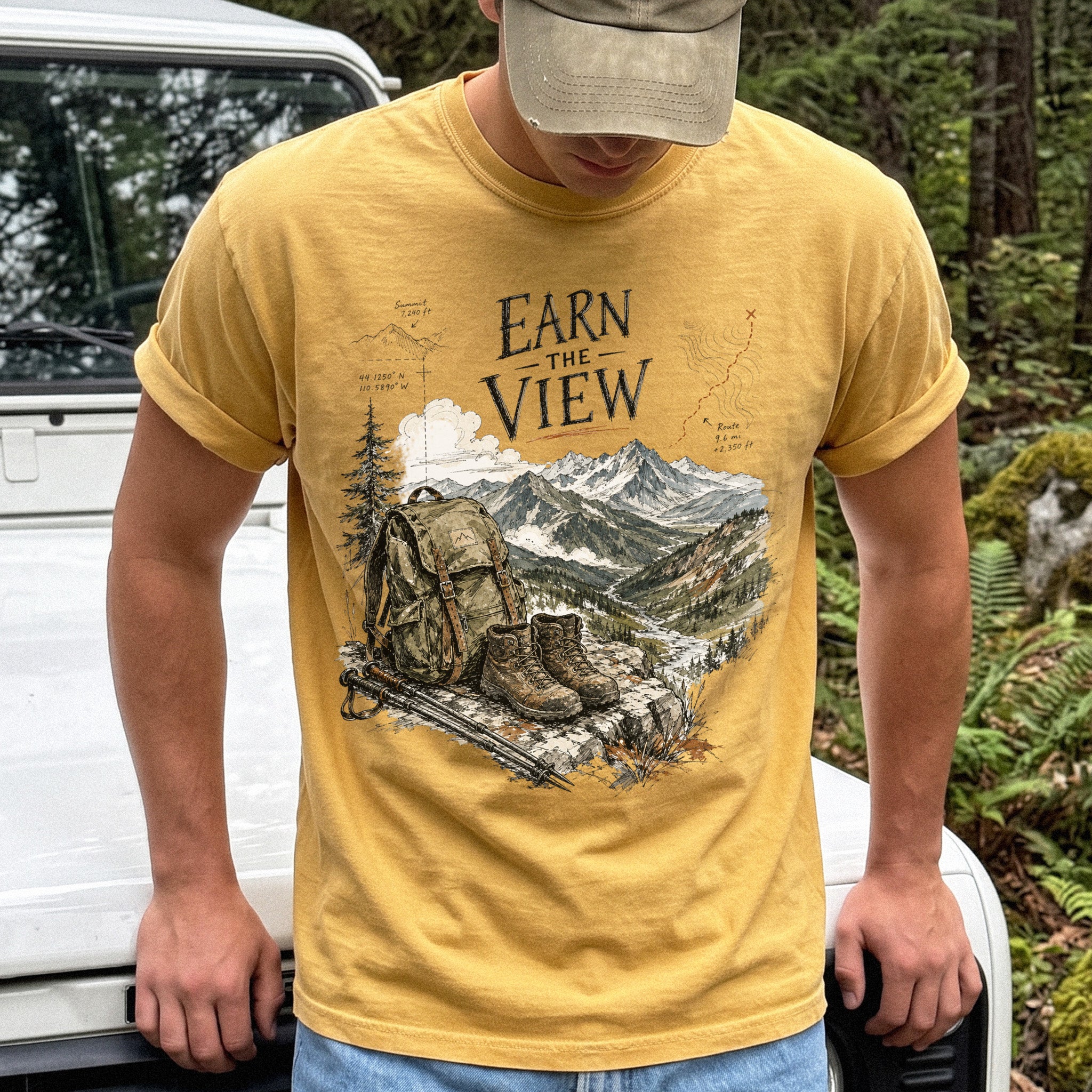 Earn the View Comfort Colors Shirt – Hiking Adventure Tee