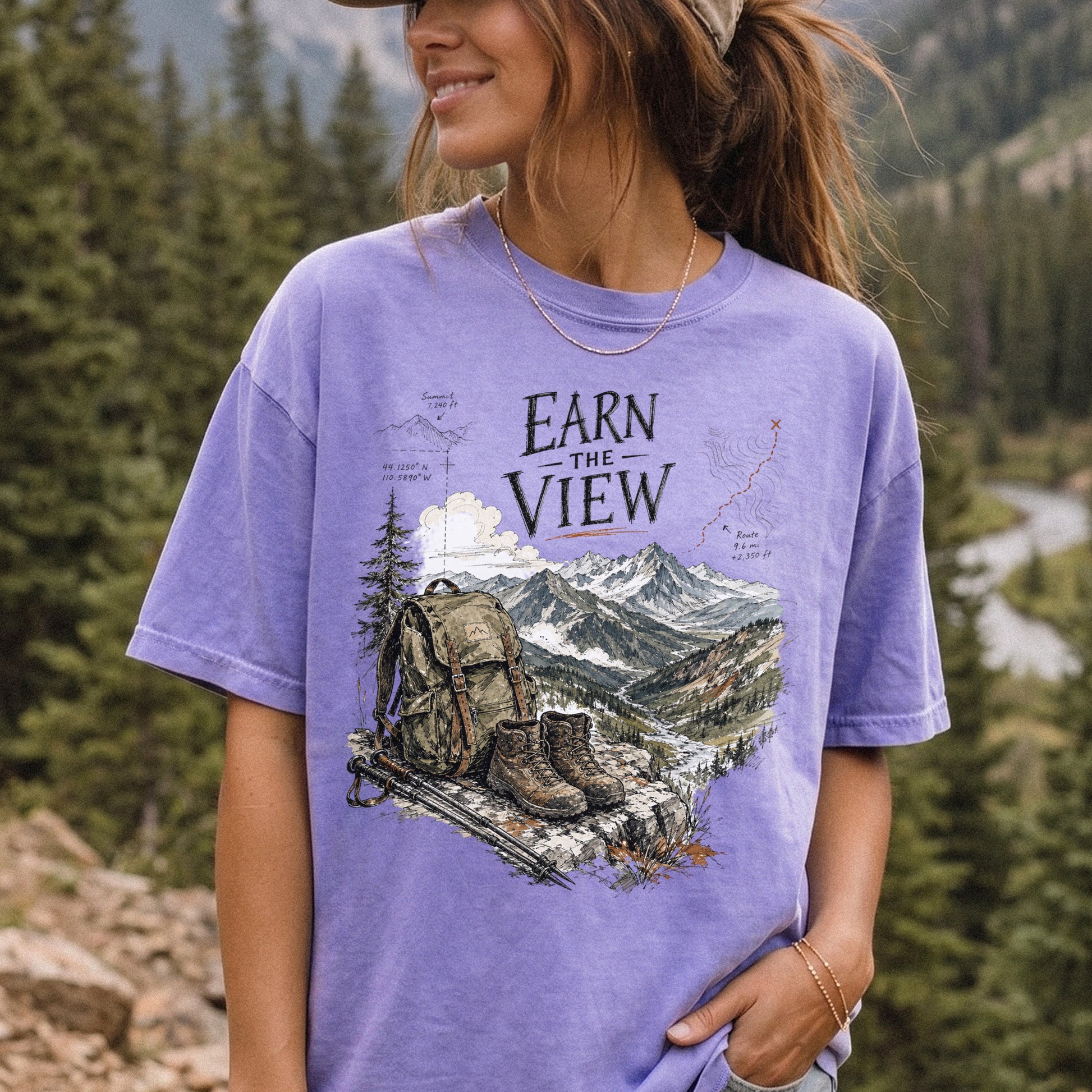 Earn the View Comfort Colors Shirt – Hiking Adventure Tee