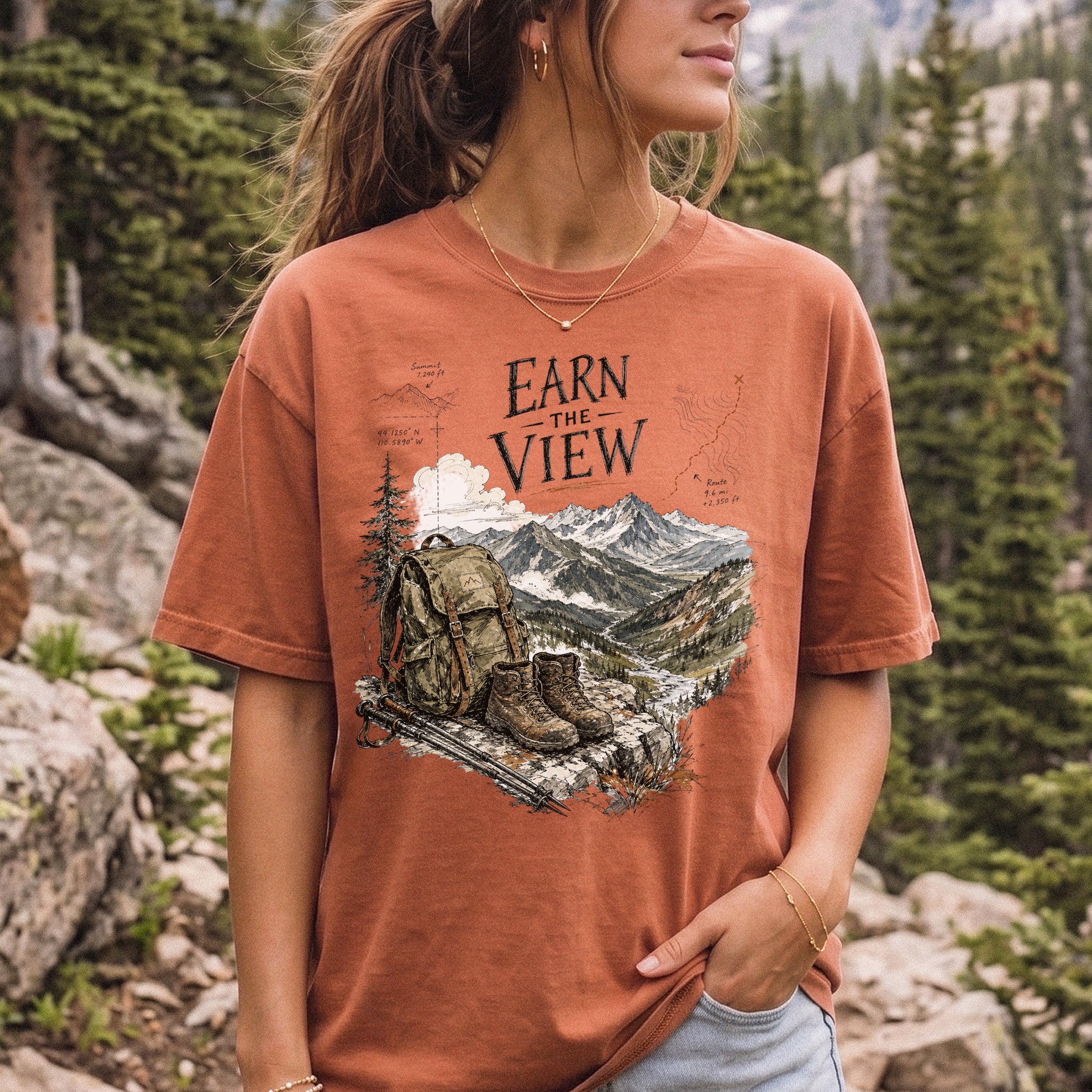 Earn the View Comfort Colors Shirt – Hiking Adventure Tee