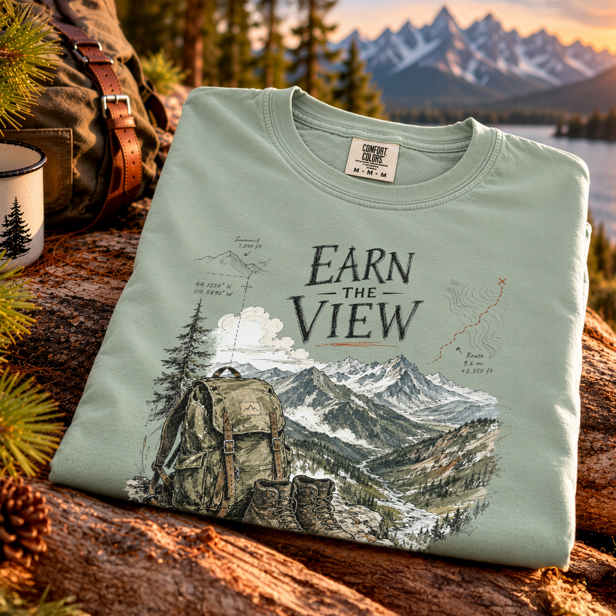 Earn the View Comfort Colors Shirt – Hiking Adventure Tee