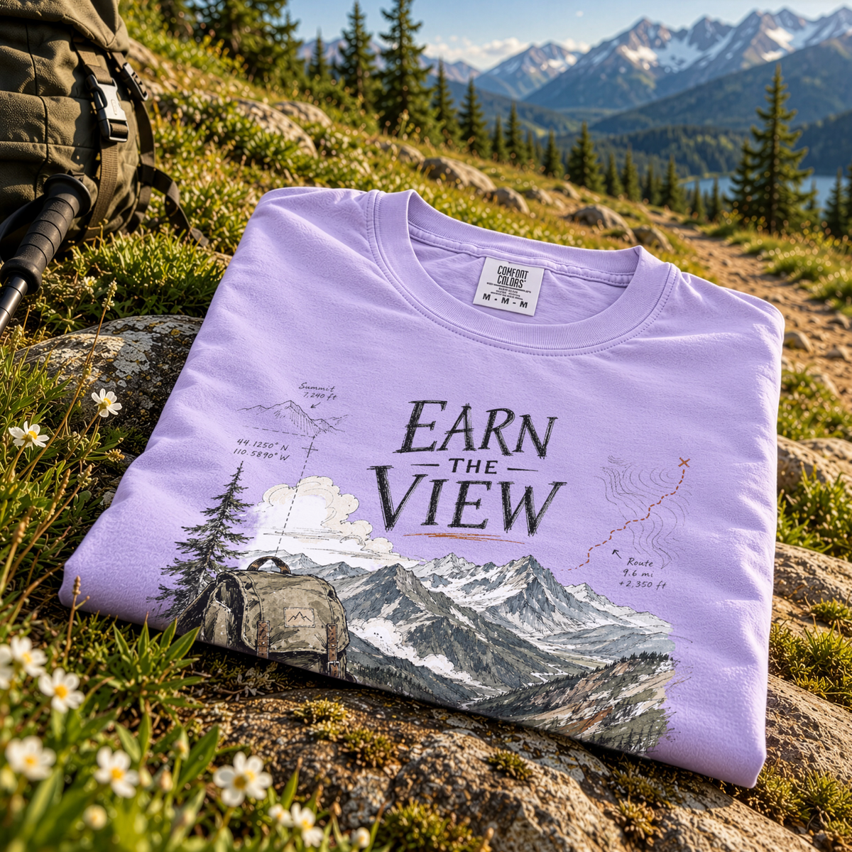 Earn the View Comfort Colors Shirt – Hiking Adventure Tee