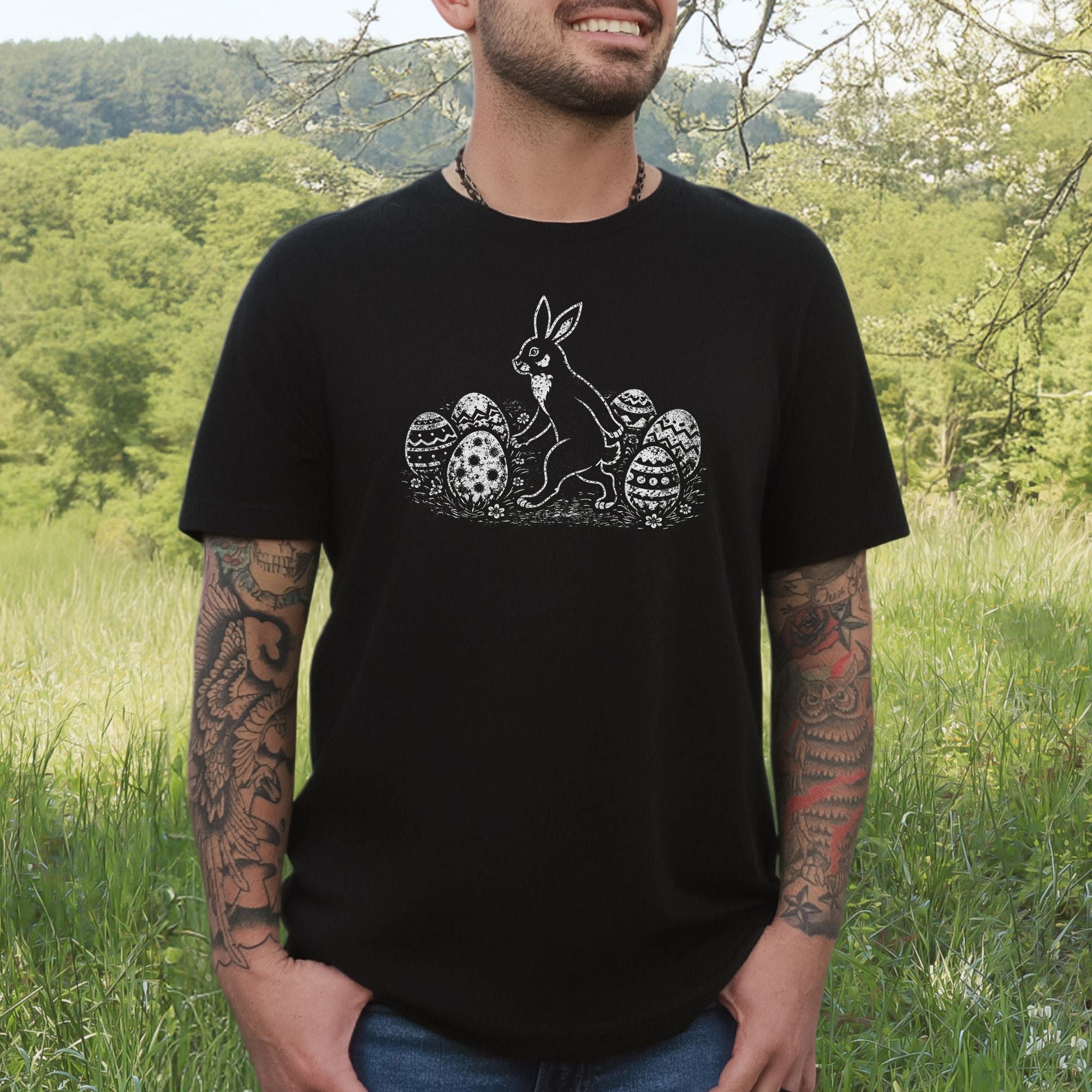 Easter Bunny T-Shirt Vintage Rabbit Egg Hunt Spring Gift Tee