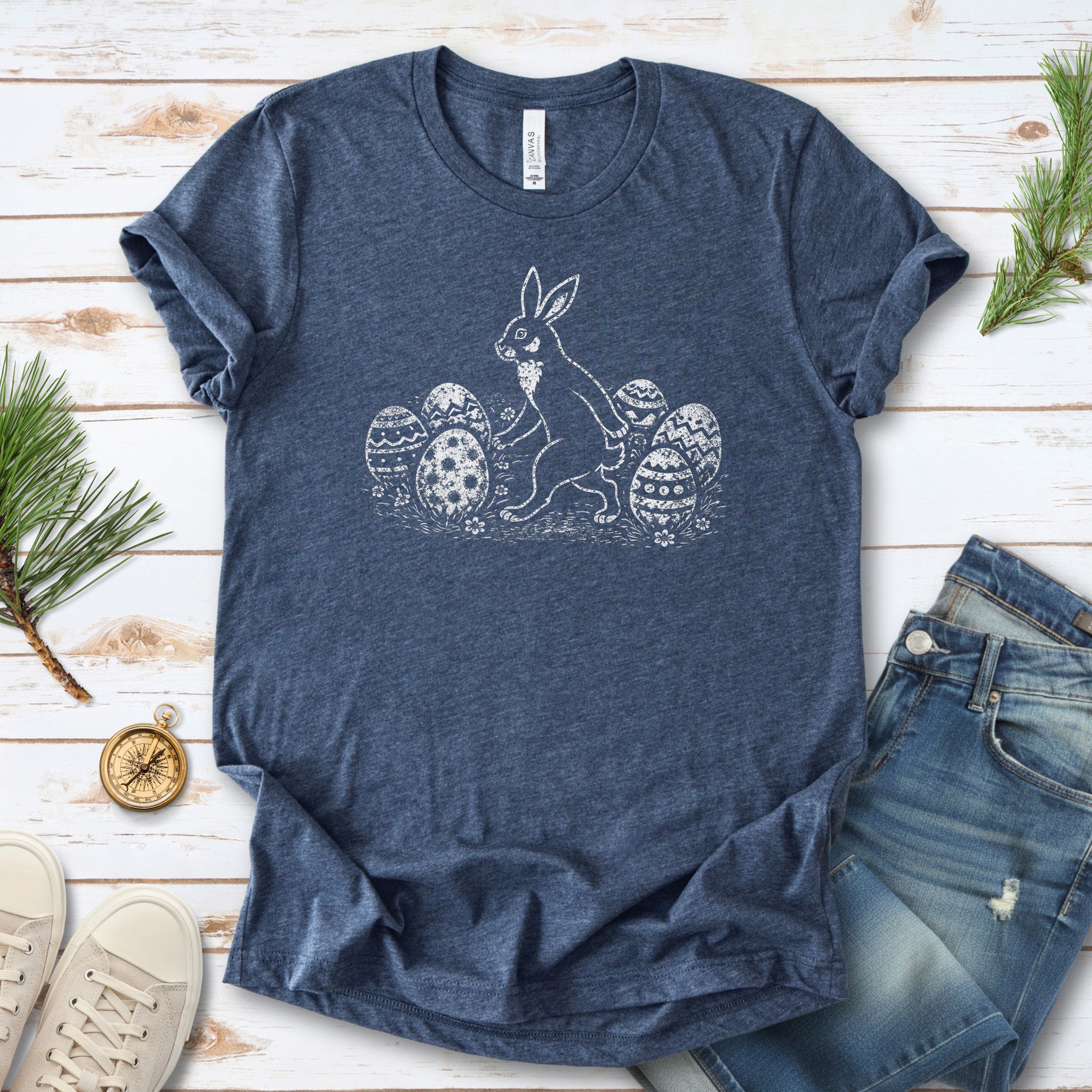 Easter Bunny T-Shirt Vintage Rabbit Egg Hunt Spring Gift Tee