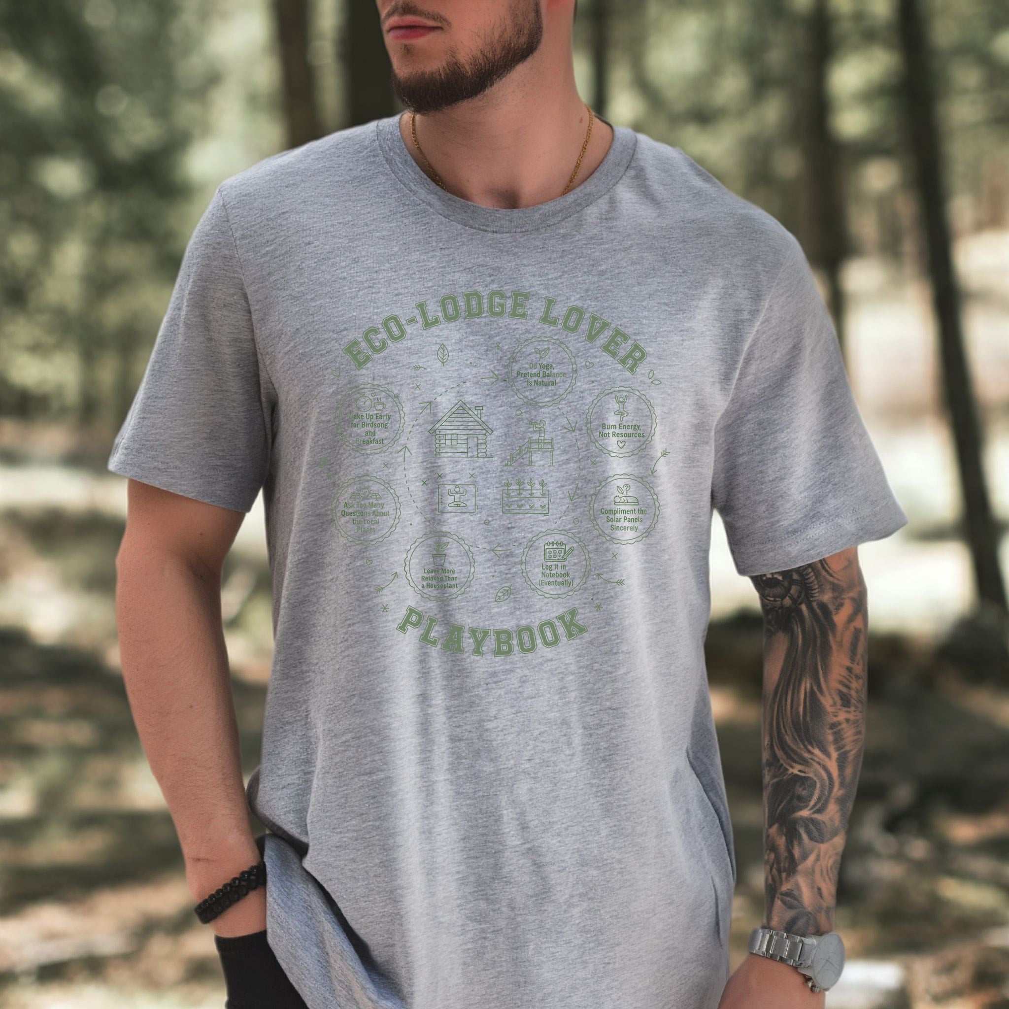 Eco Retreat Wanderer Playbook T-Shirt – Cozy Nature Lover Tee