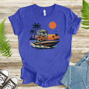 Elephant Speedboat Sunset T-Shirt – Funny Retro Vacation Tee