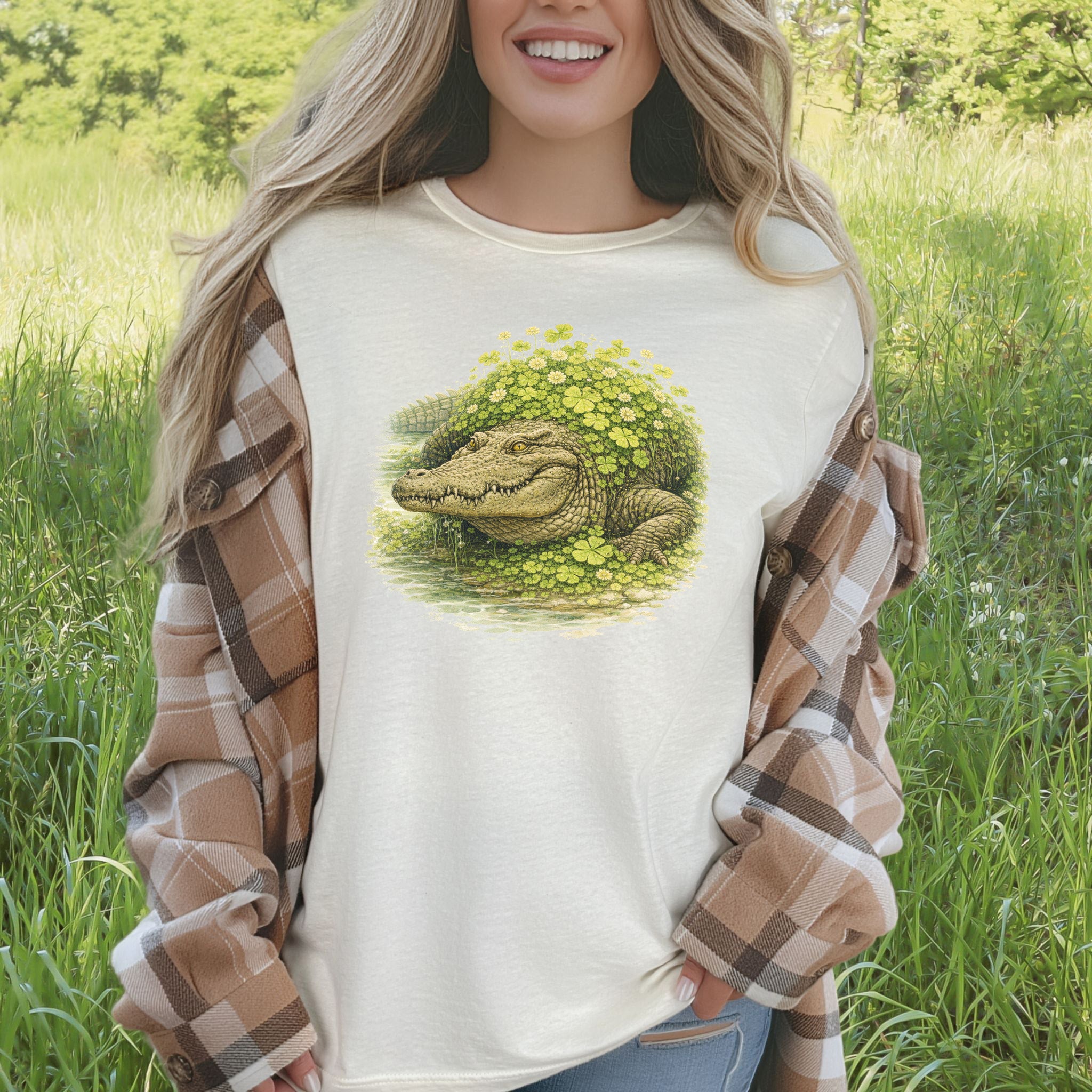 Emerald Alligator T-Shirt – Lucky Clover Swamp Beast for St. Patrick’s Day