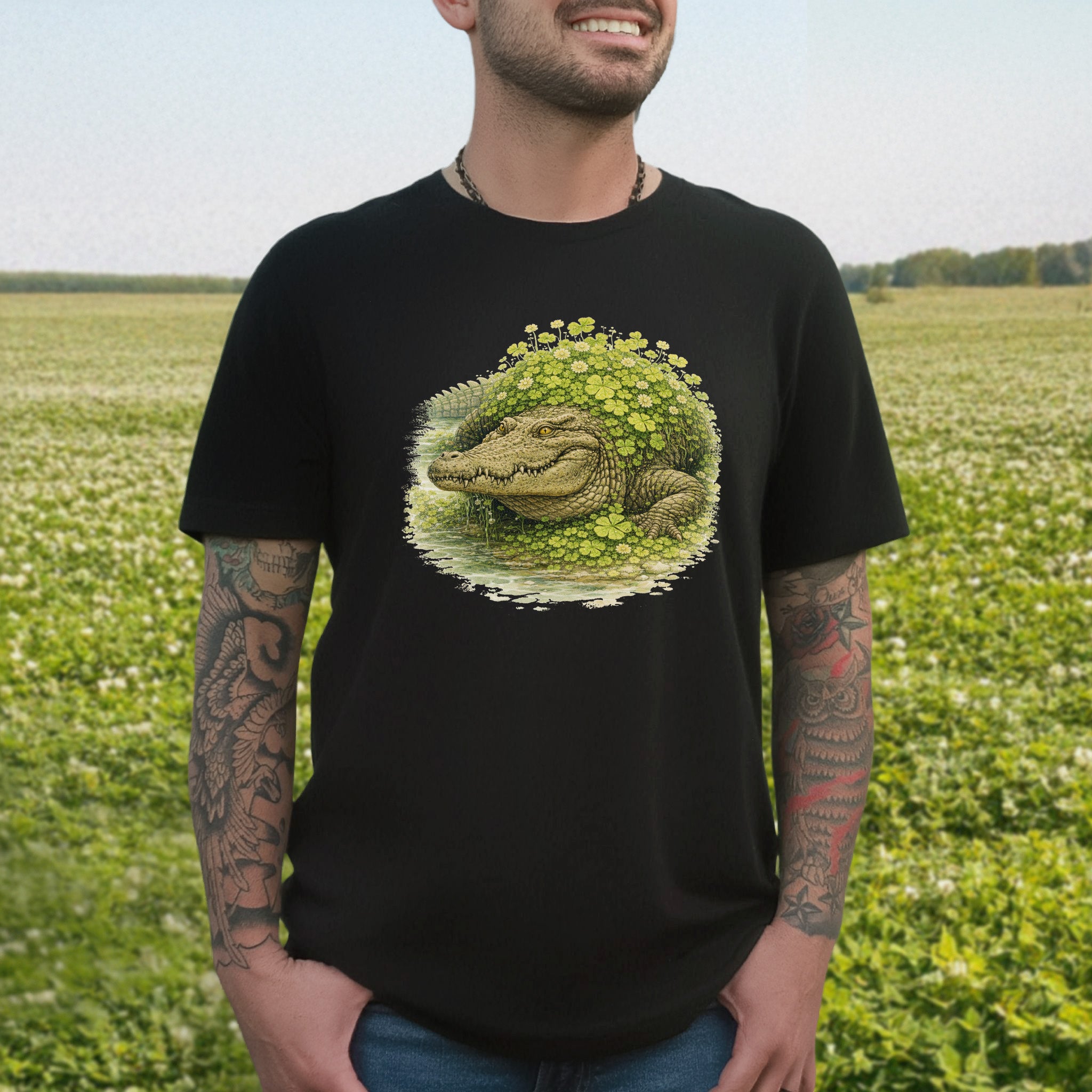 Emerald Alligator T-Shirt – Lucky Clover Swamp Beast for St. Patrick’s Day