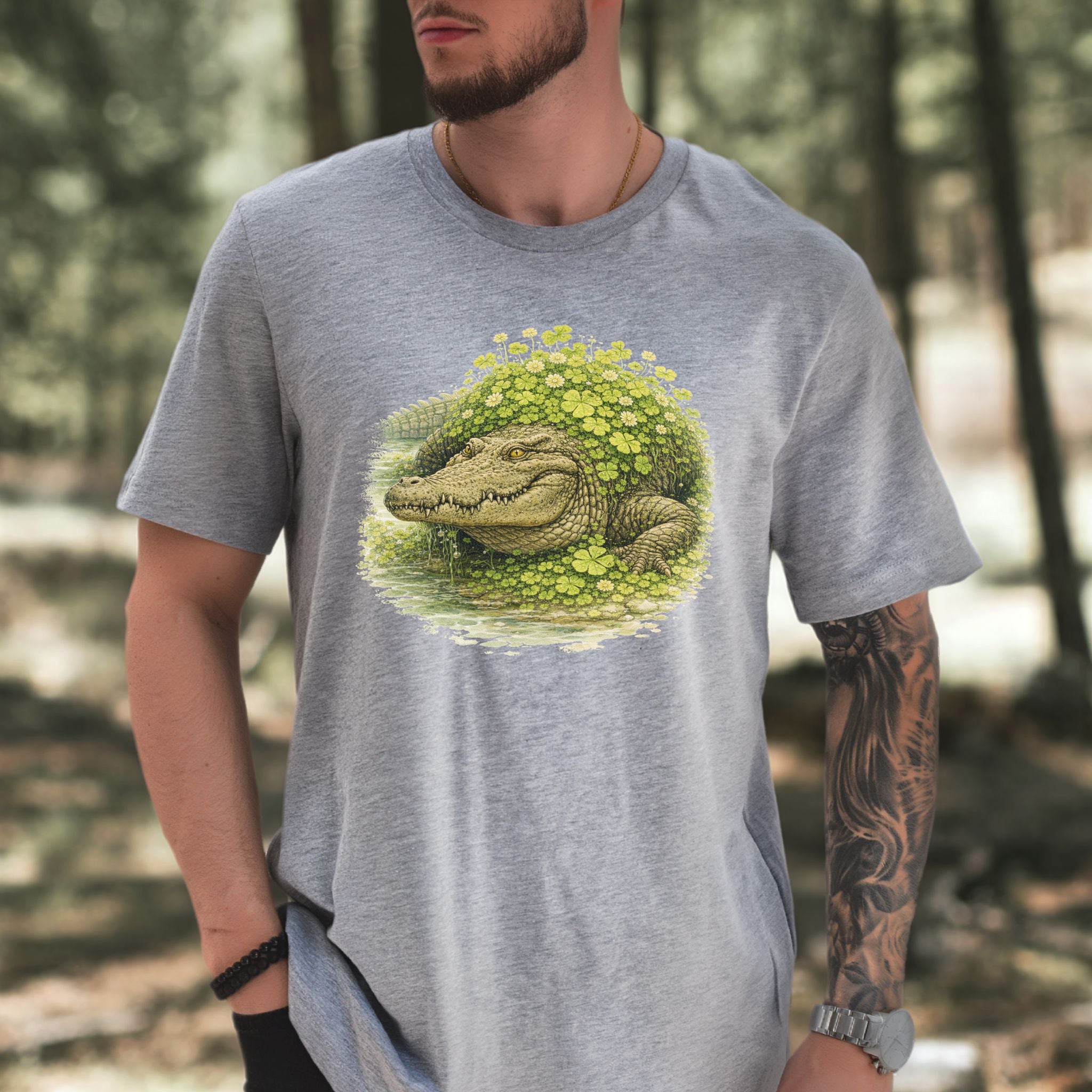 Emerald Alligator T-Shirt – Lucky Clover Swamp Beast for St. Patrick’s Day