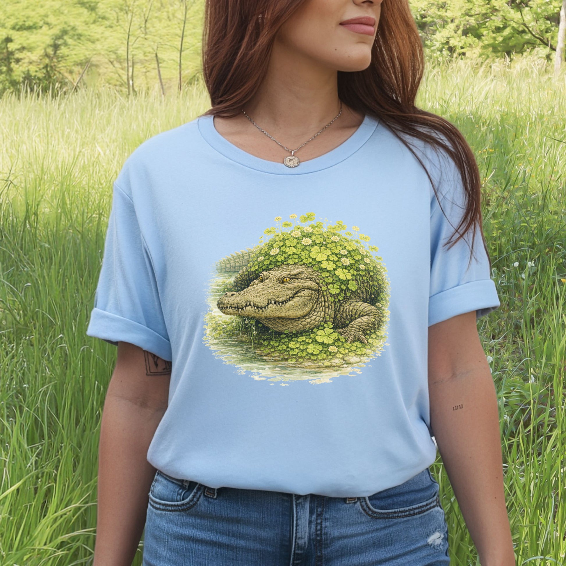 Emerald Alligator T-Shirt – Lucky Clover Swamp Beast for St. Patrick’s Day