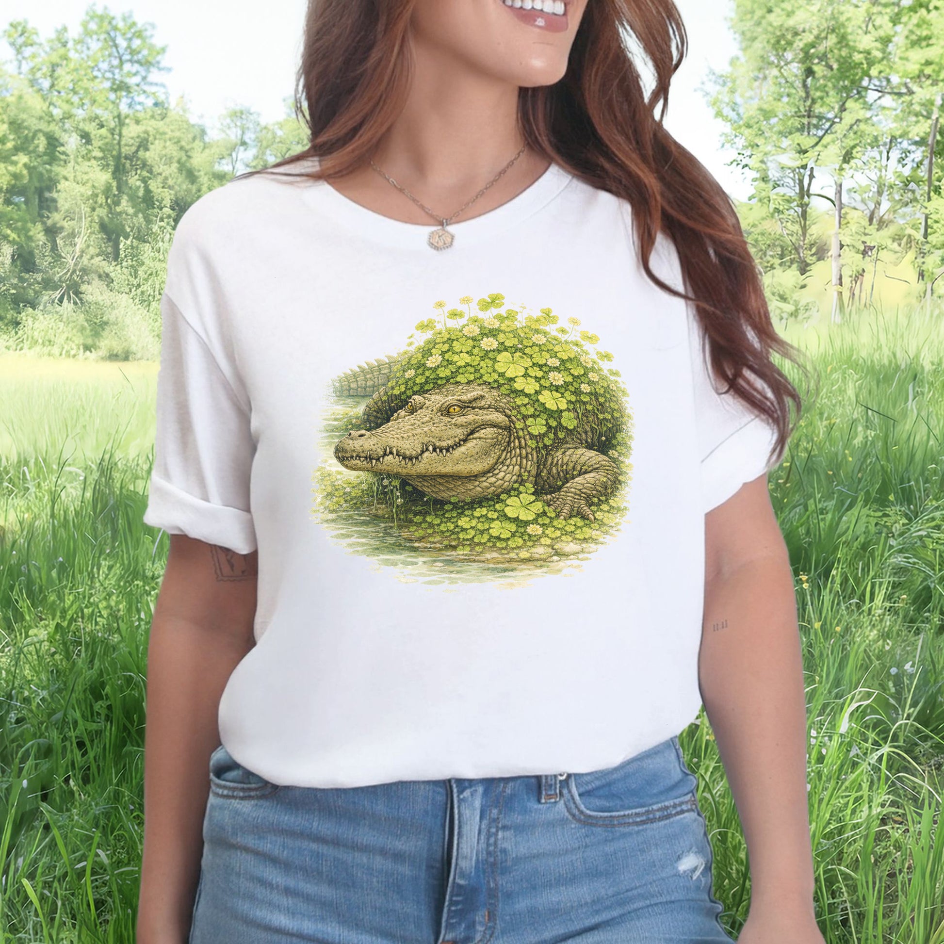 Emerald Alligator T-Shirt – Lucky Clover Swamp Beast for St. Patrick’s Day