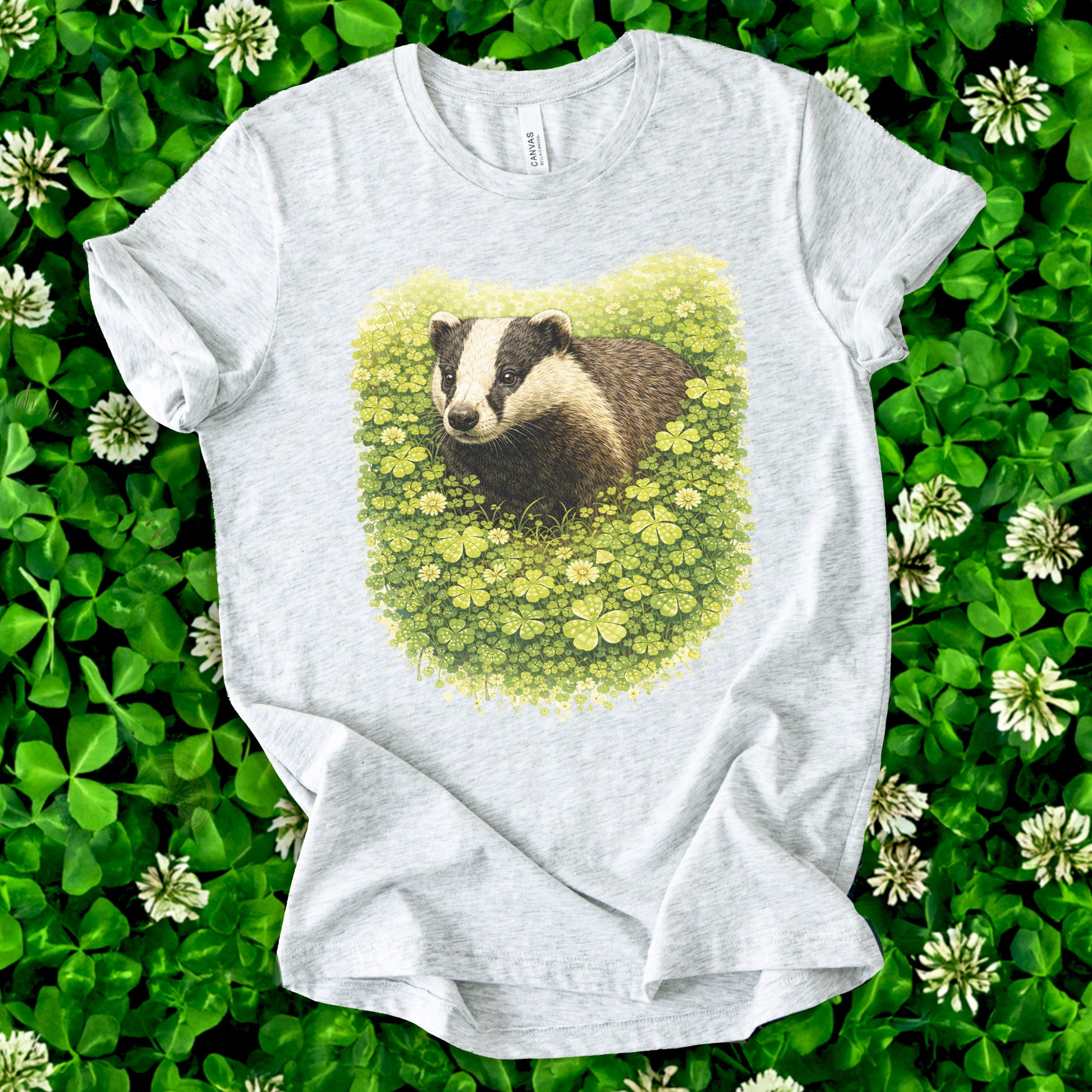 Emerald Badger T-Shirt – Clover Forest Animal for St. Patrick’s Day