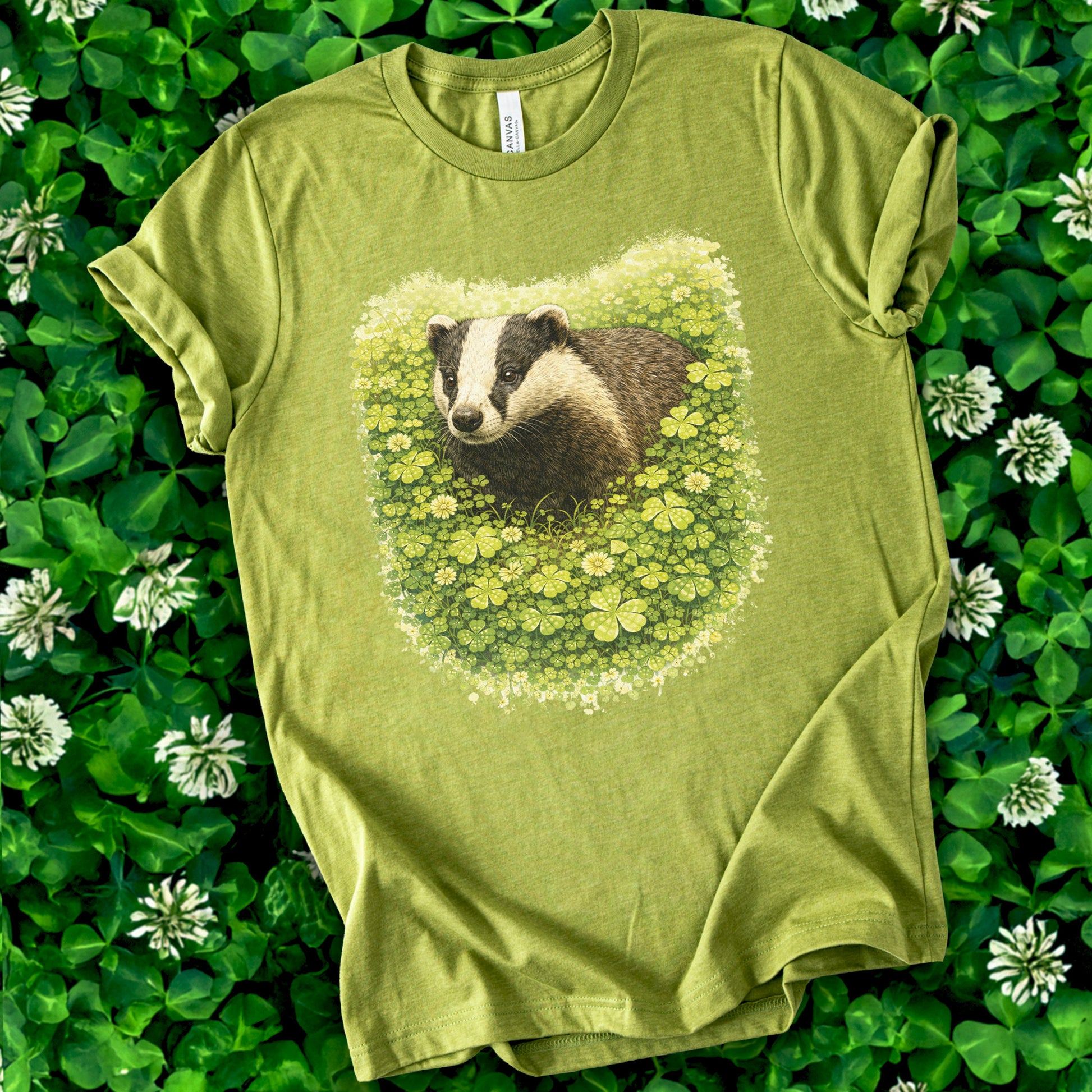 Emerald Badger T-Shirt – Clover Forest Animal for St. Patrick’s Day