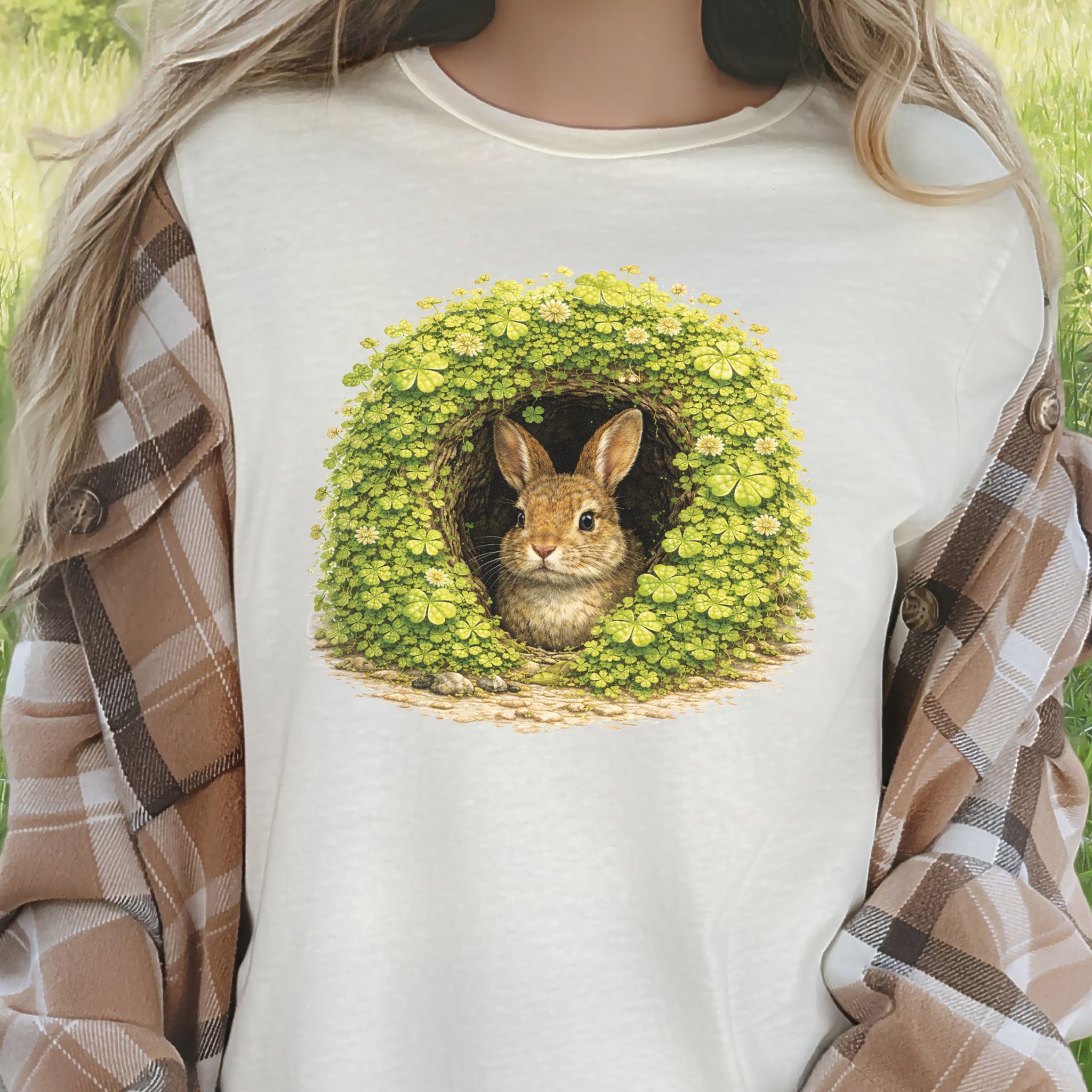 Emerald Bunny T-Shirt – Lucky Clover Burrow for St. Patrick’s Day