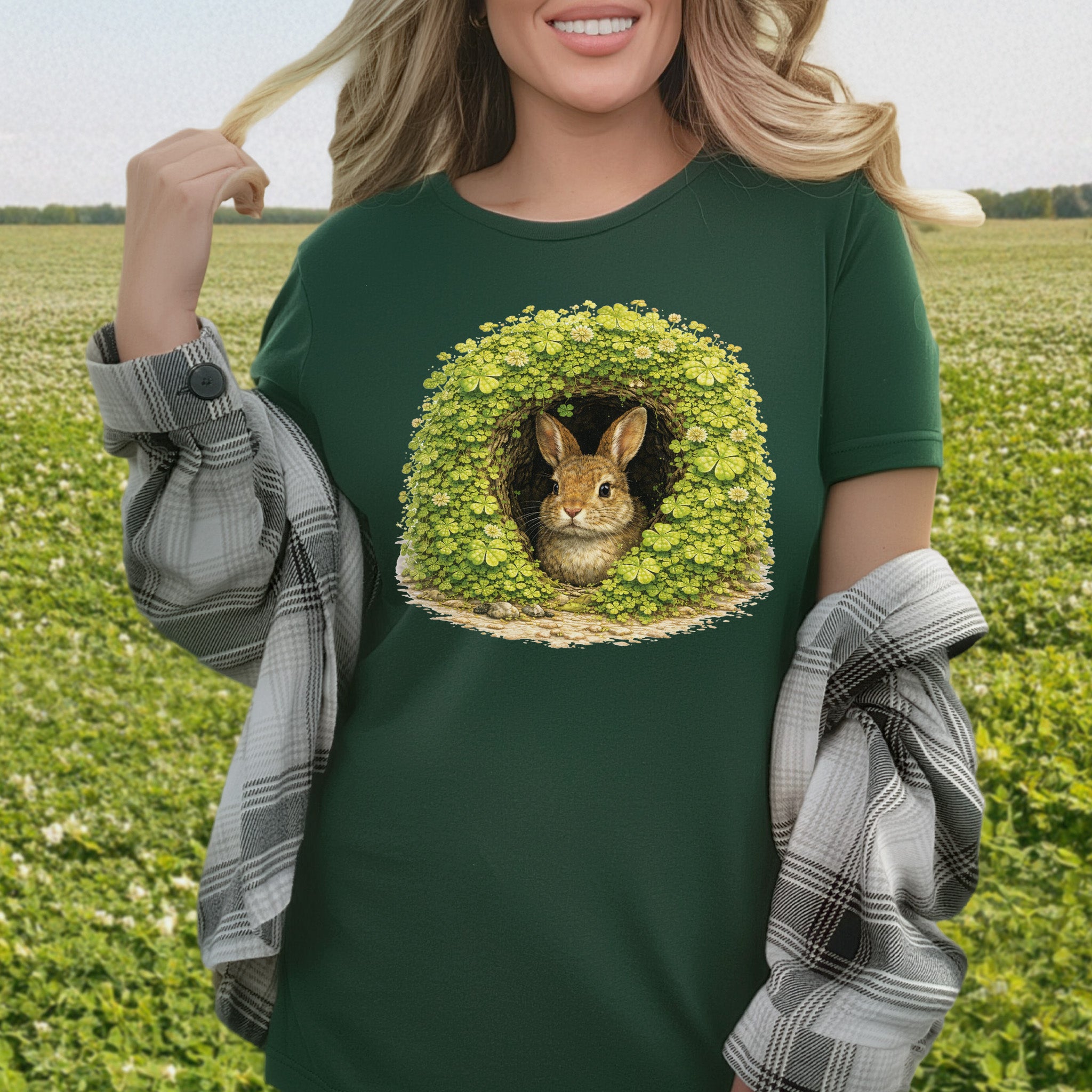 Emerald Bunny T-Shirt – Lucky Clover Burrow for St. Patrick’s Day