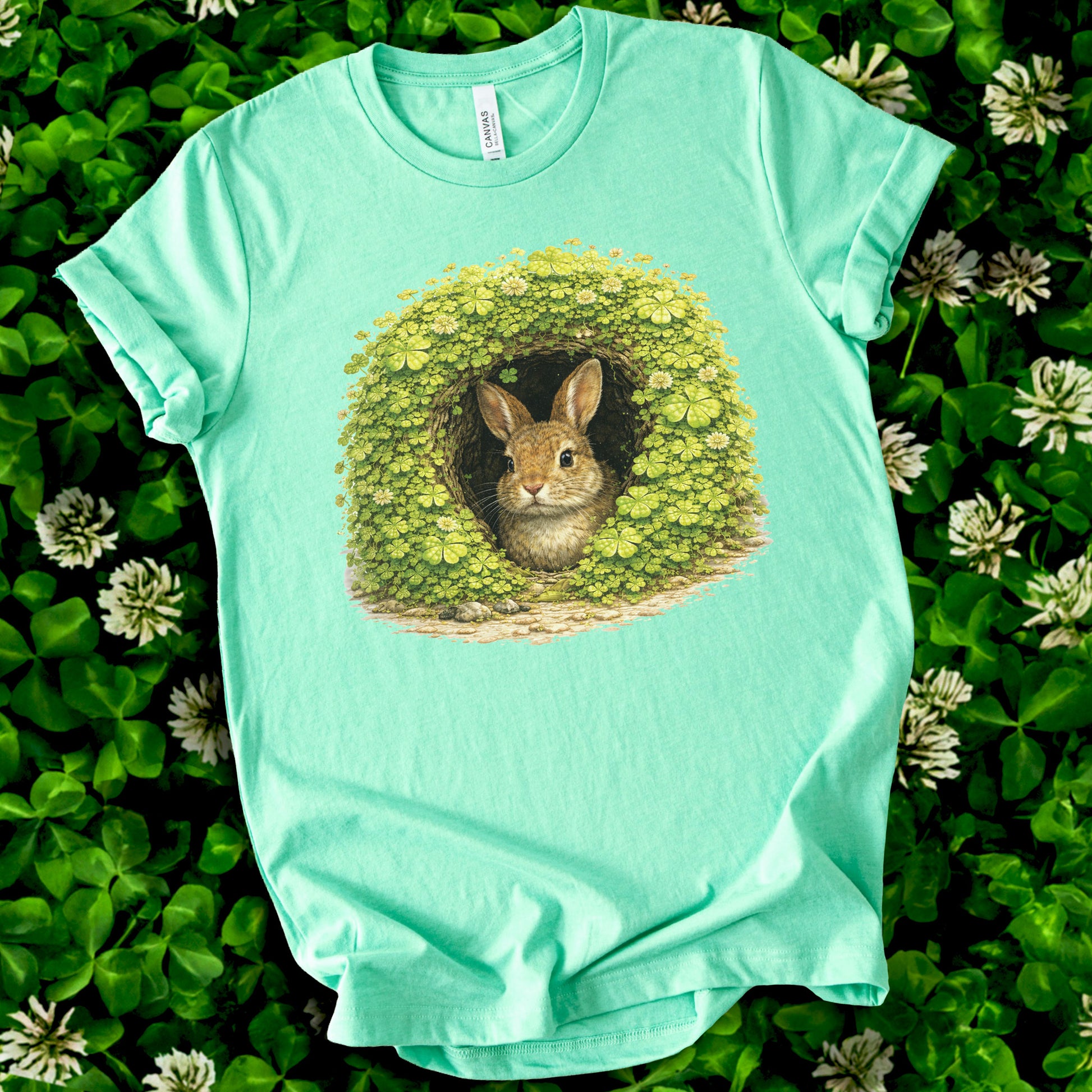 Emerald Bunny T-Shirt – Lucky Clover Burrow for St. Patrick’s Day