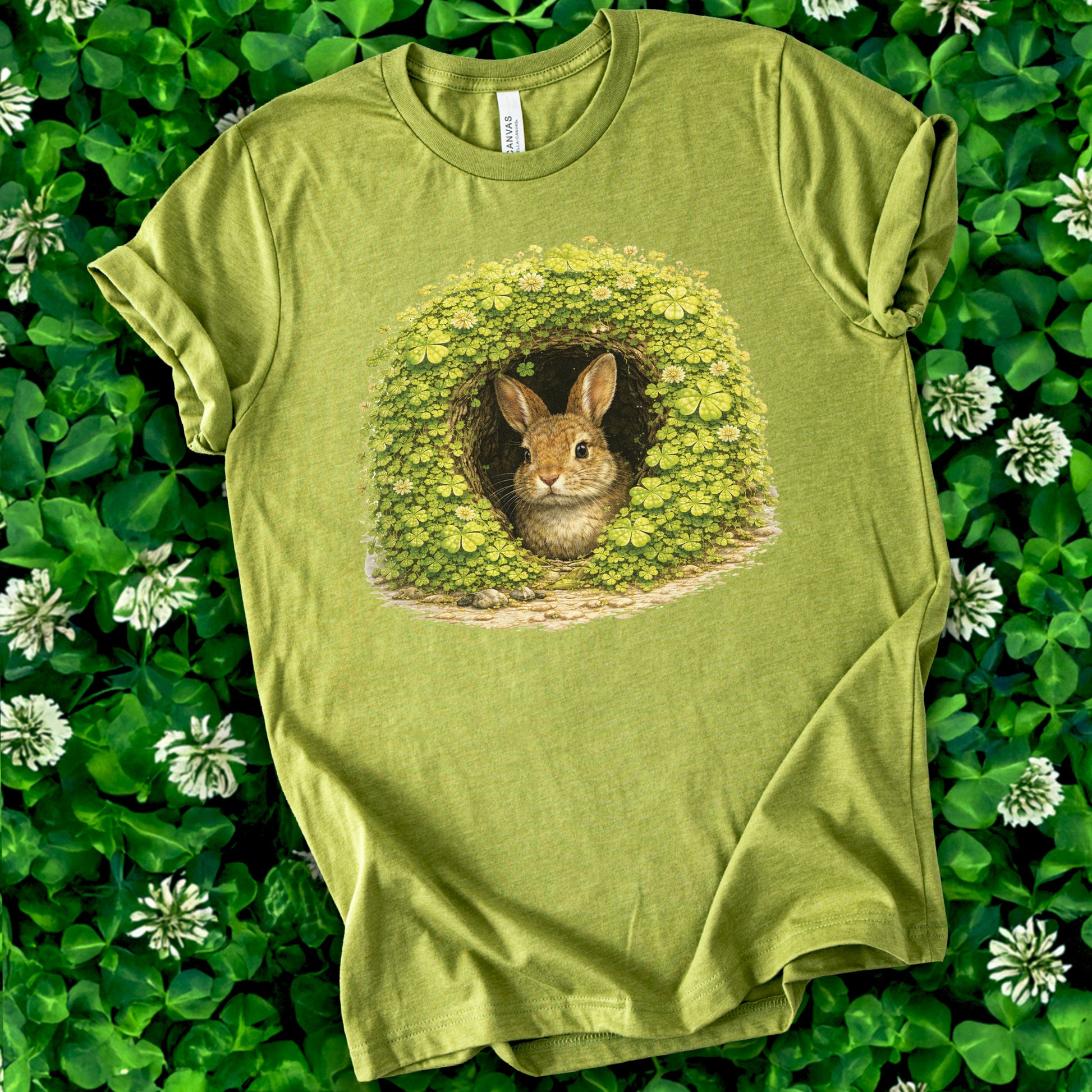 Emerald Bunny T-Shirt – Lucky Clover Burrow for St. Patrick’s Day